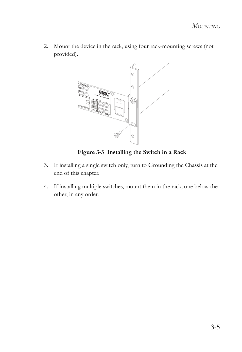 Figure 3-3, Installing the switch in a rack -5 | SMC Networks SMC TigerAccess SMC7824M/ESW User Manual | Page 43 / 104