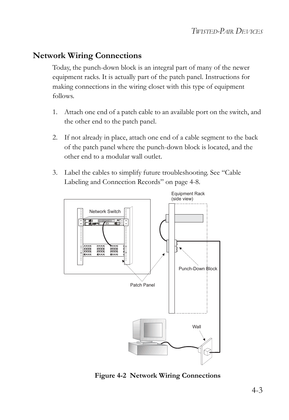 Network wiring connections, Network wiring connections -3, Figure 4-2 | 3 network wiring connections | SMC Networks SMC TigerAccess SMC7824M/ESW User Manual | Page 59 / 104