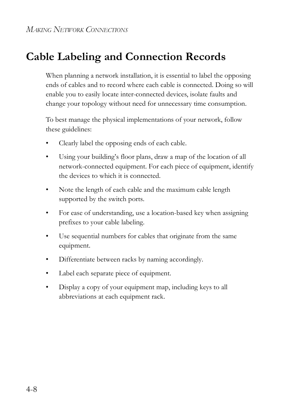 Cable labeling and connection records, Cable labeling and connection records -8 | SMC Networks SMC TigerAccess SMC7824M/ESW User Manual | Page 64 / 104