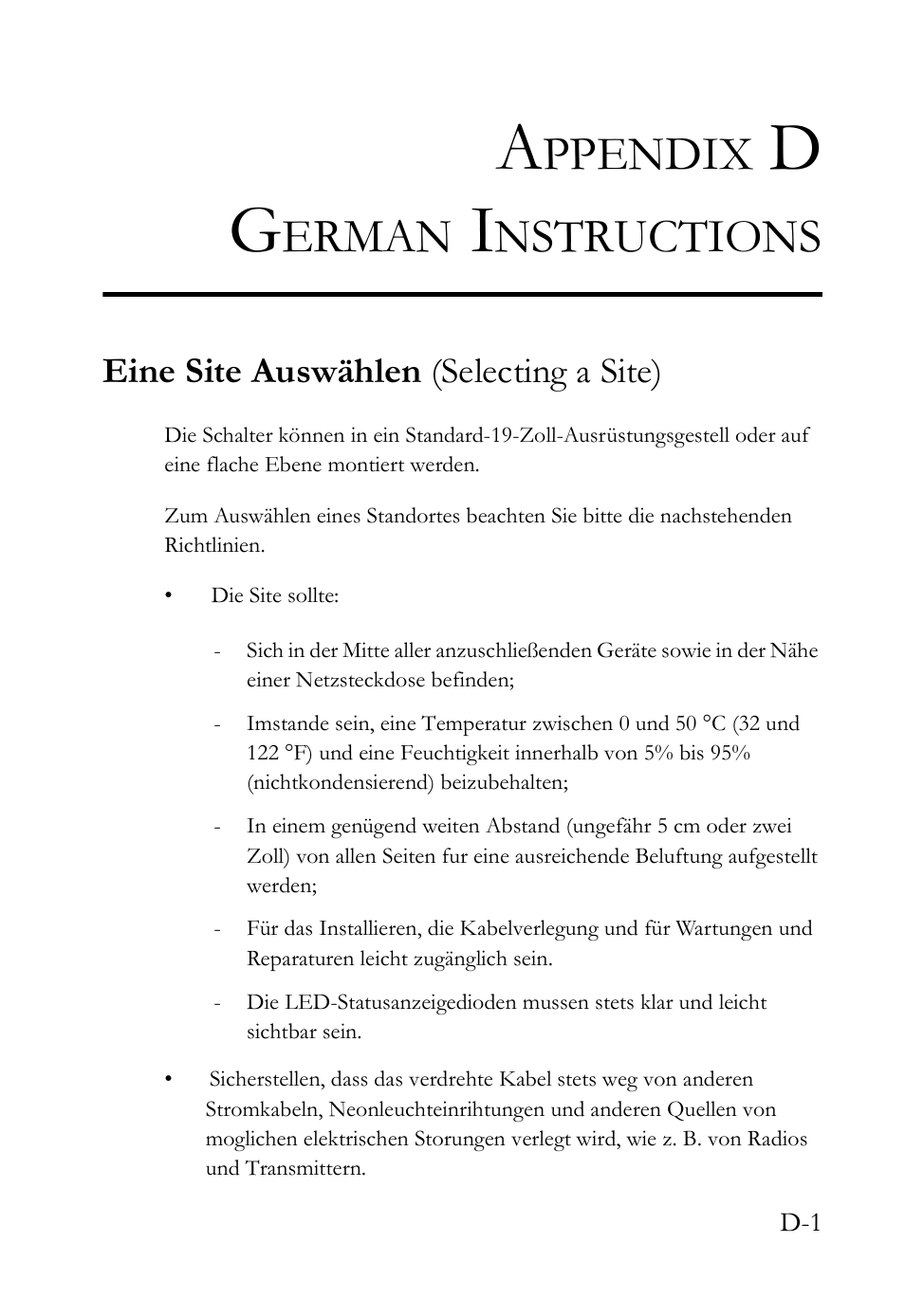Appendix d german instructions, Eine site auswählen (selecting a site), Ppendix | Erman, Nstructions | SMC Networks SMC TigerAccess SMC7824M/ESW User Manual | Page 83 / 104