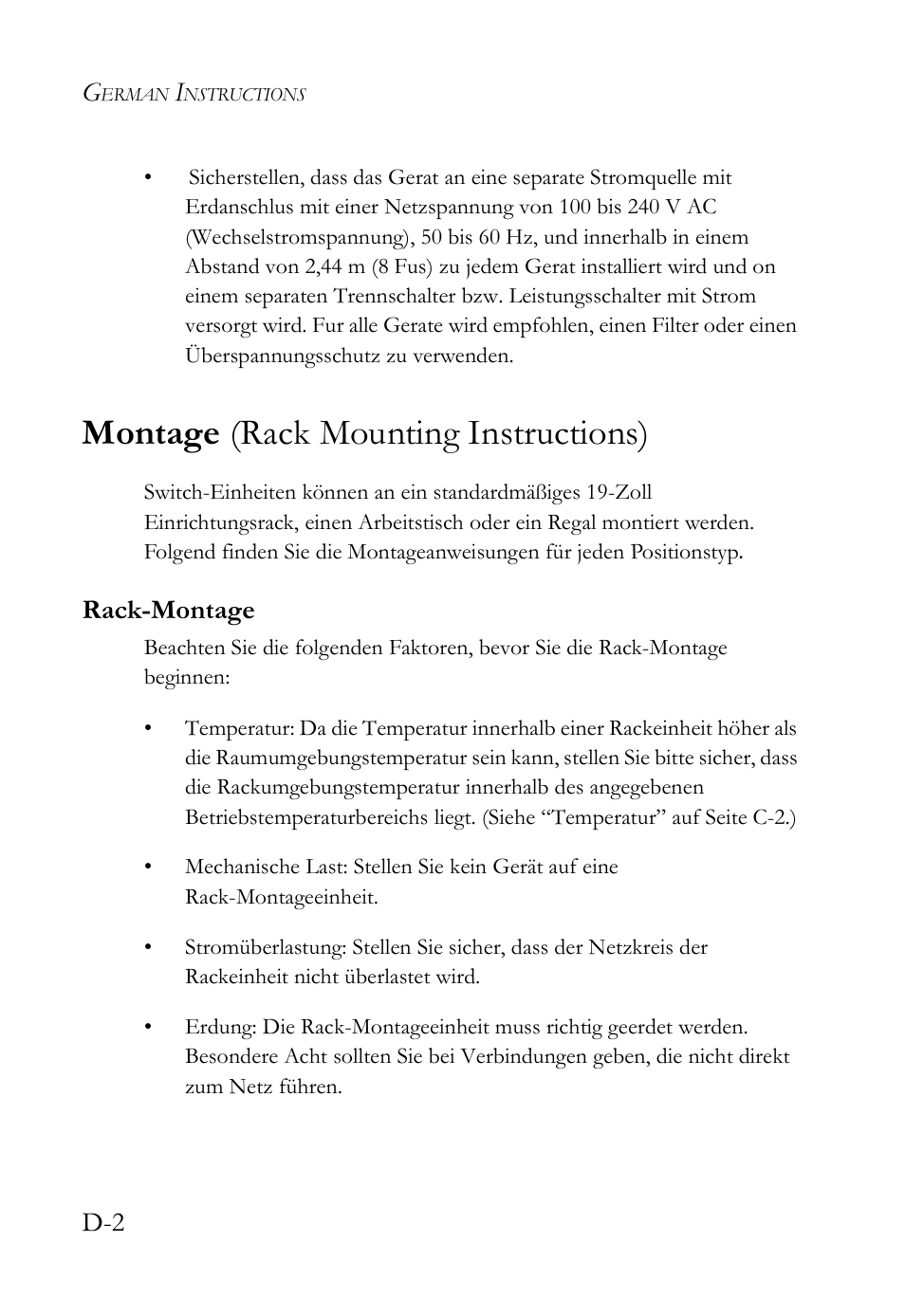 Montage (rack mounting instructions), Rack-montage | SMC Networks SMC TigerAccess SMC7824M/ESW User Manual | Page 84 / 104