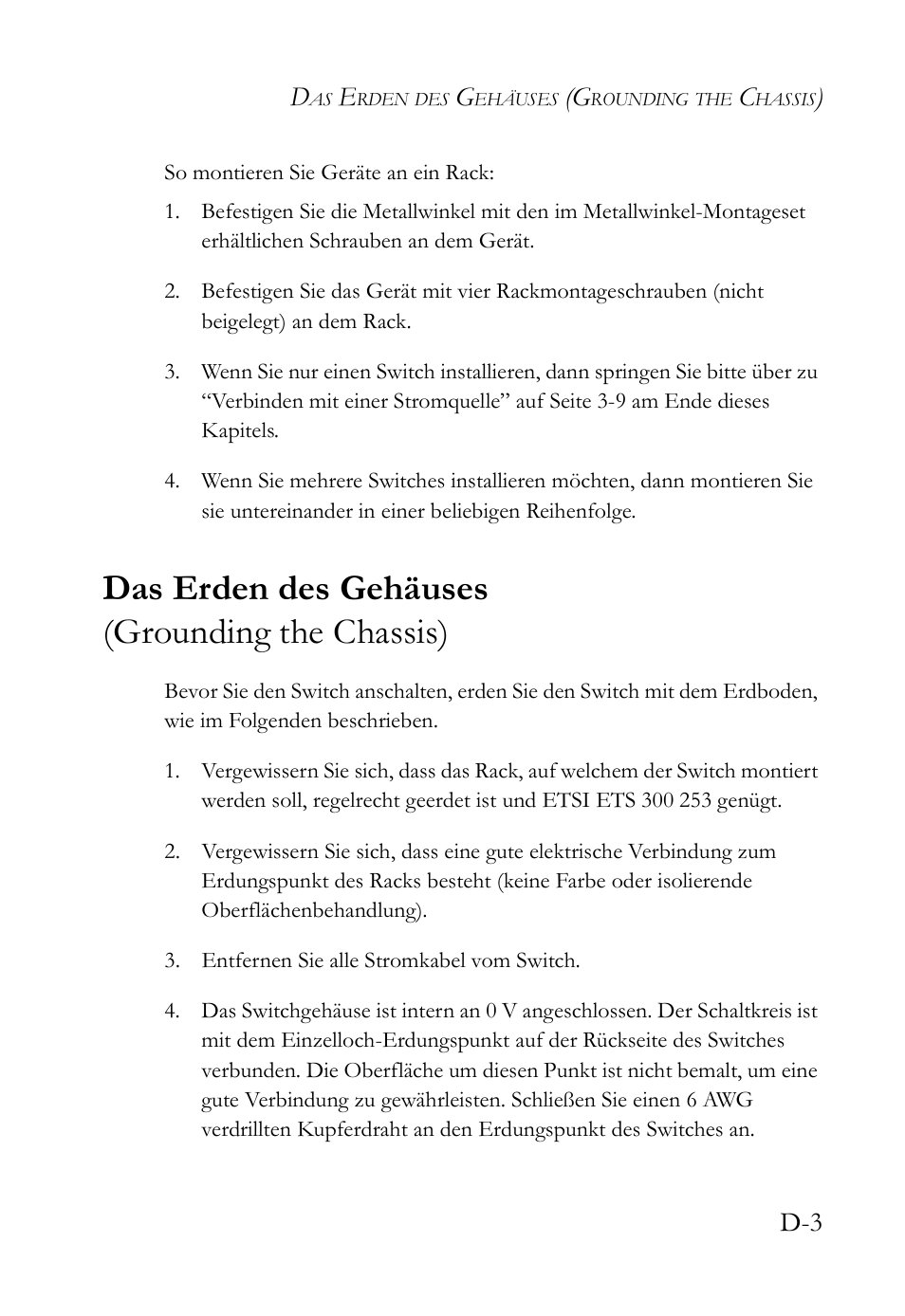 Das erden des gehäuses (grounding the chassis) | SMC Networks SMC TigerAccess SMC7824M/ESW User Manual | Page 85 / 104