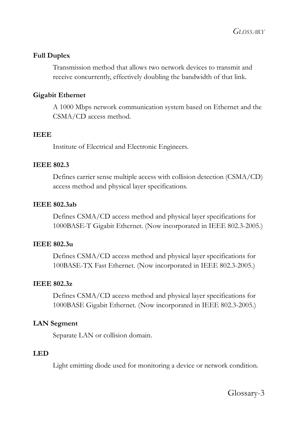 Glossary-3 | SMC Networks SMC TigerAccess SMC7824M/ESW User Manual | Page 95 / 104