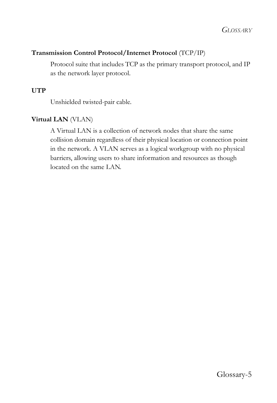 Glossary-5 | SMC Networks SMC TigerAccess SMC7824M/ESW User Manual | Page 97 / 104