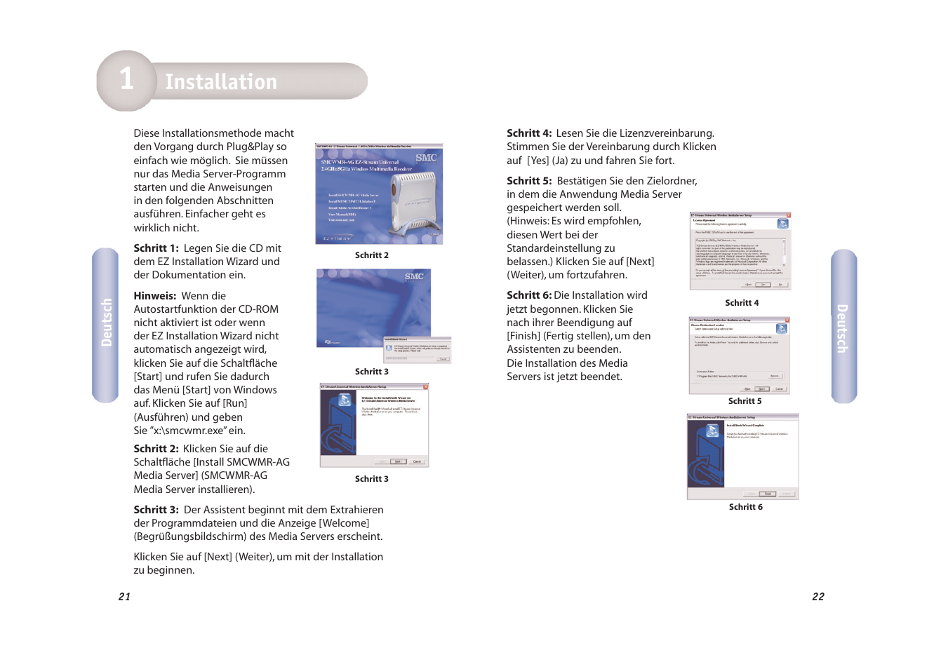 Installation | SMC Networks EZ-Stream SMCWMR-AG User Manual | Page 12 / 60