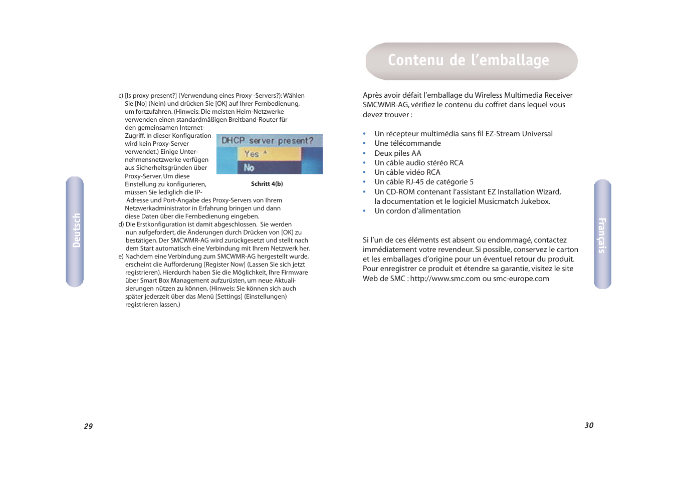 Contenu de l’emballage | SMC Networks EZ-Stream SMCWMR-AG User Manual | Page 16 / 60