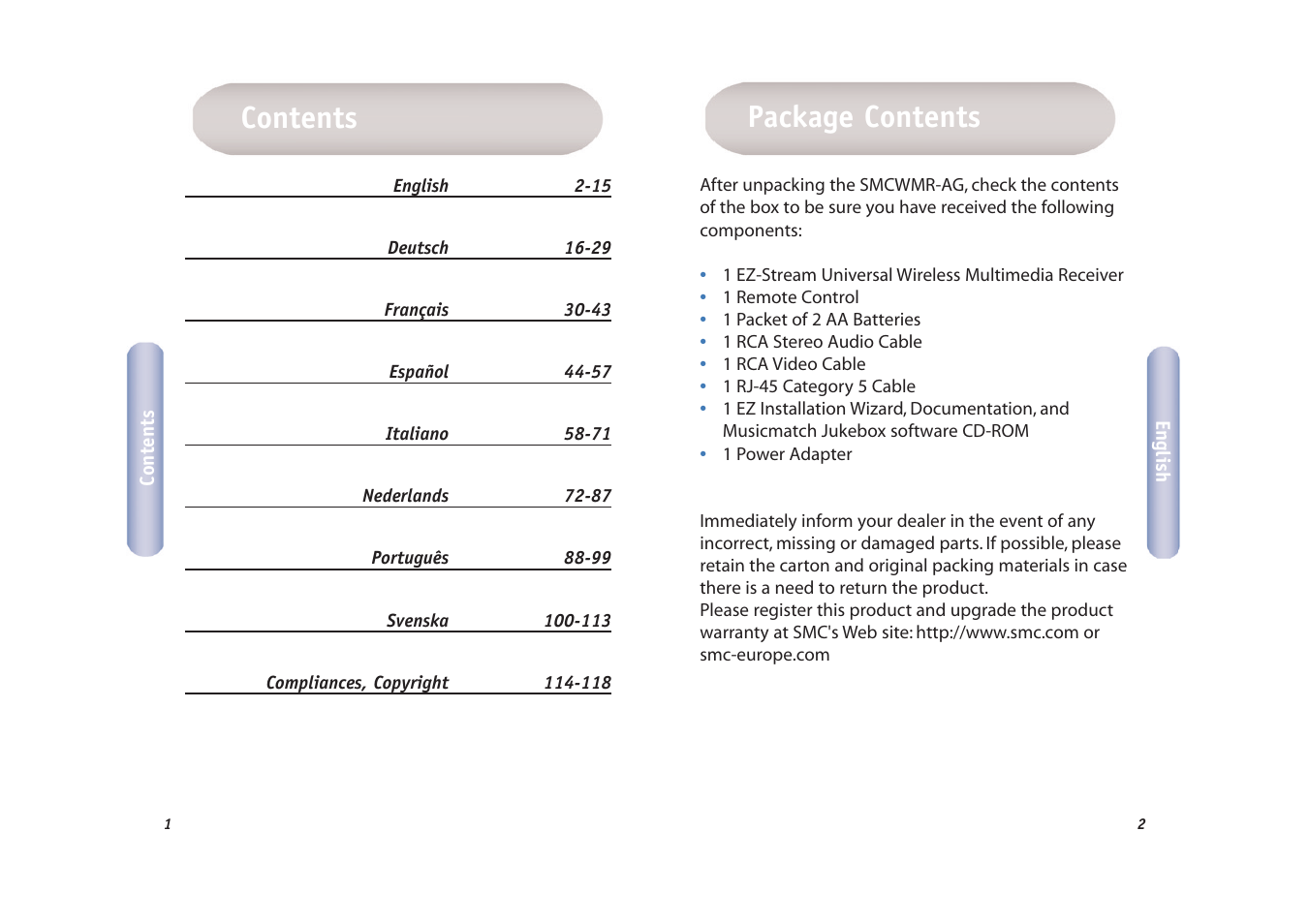 SMC Networks EZ-Stream SMCWMR-AG User Manual | Page 2 / 60