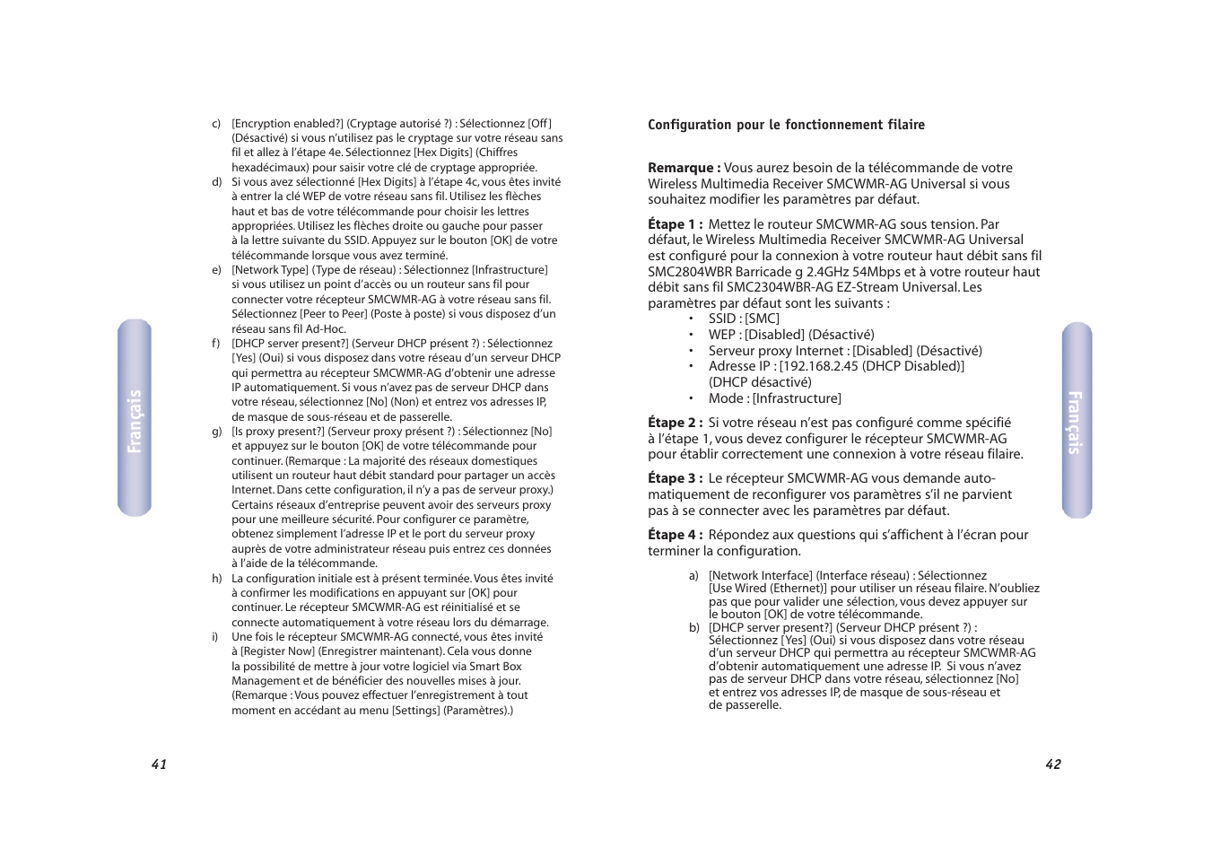 Fr ançais | SMC Networks EZ-Stream SMCWMR-AG User Manual | Page 22 / 60