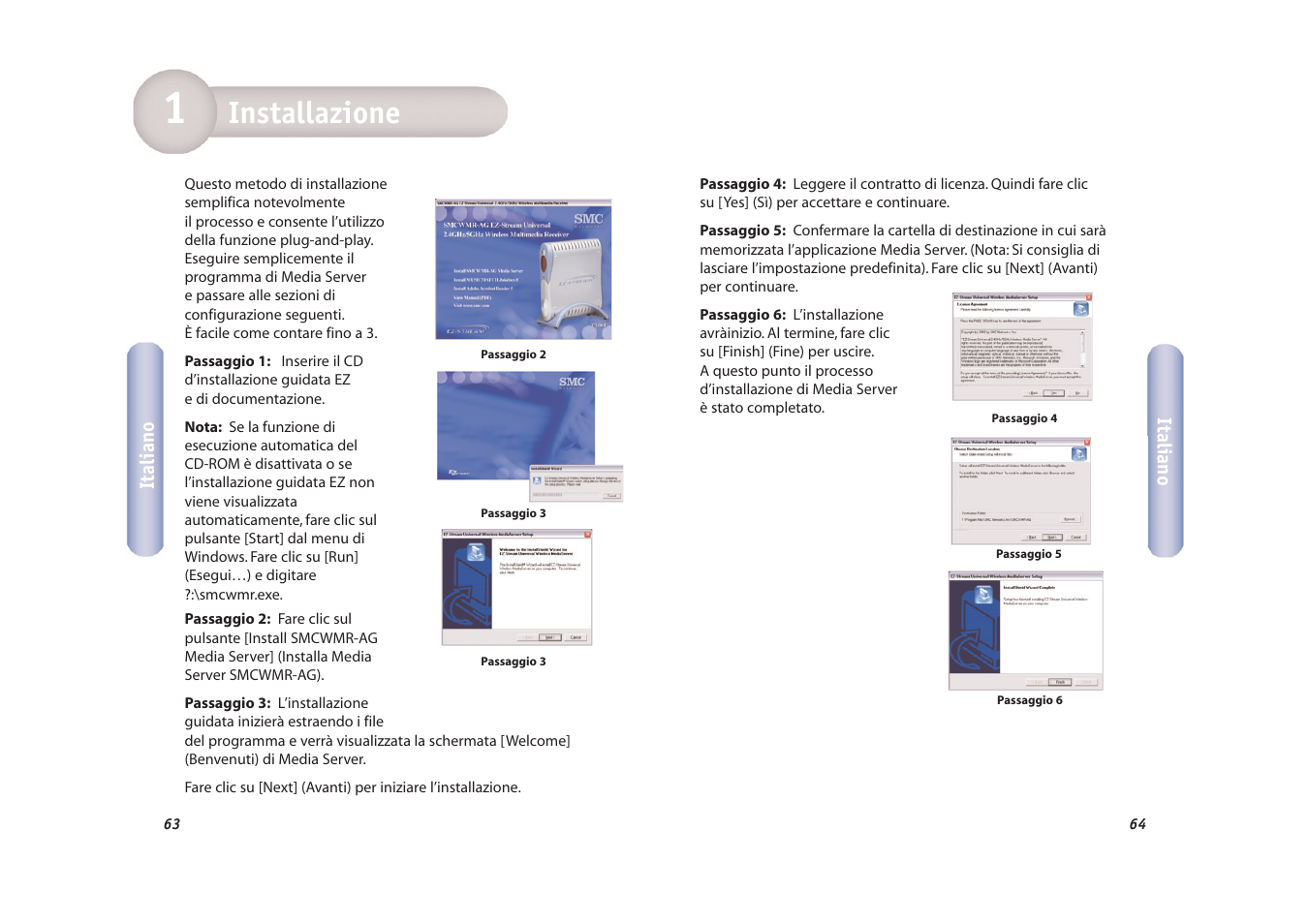 Installazione | SMC Networks EZ-Stream SMCWMR-AG User Manual | Page 33 / 60