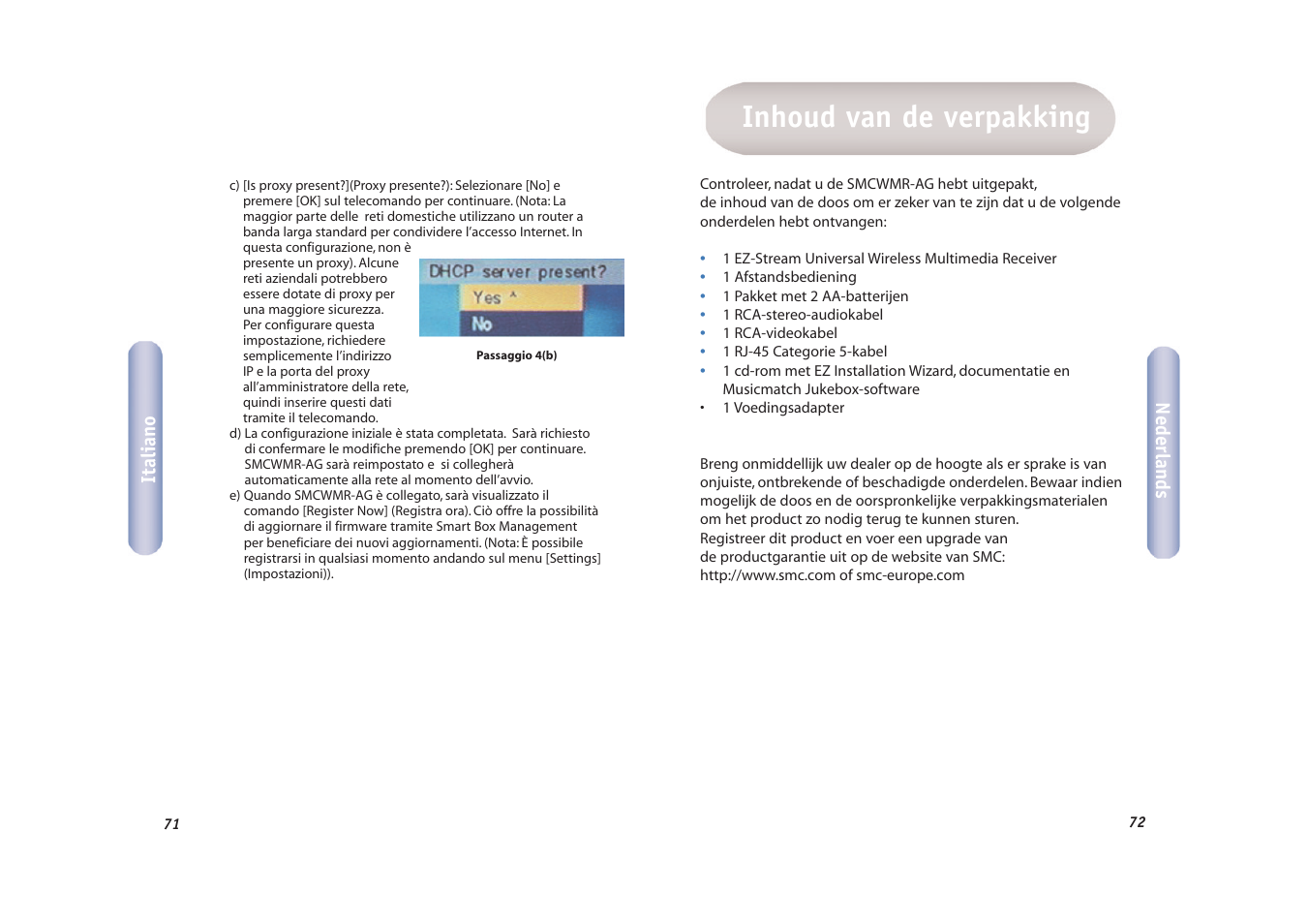 Inhoud van de verpakking | SMC Networks EZ-Stream SMCWMR-AG User Manual | Page 37 / 60