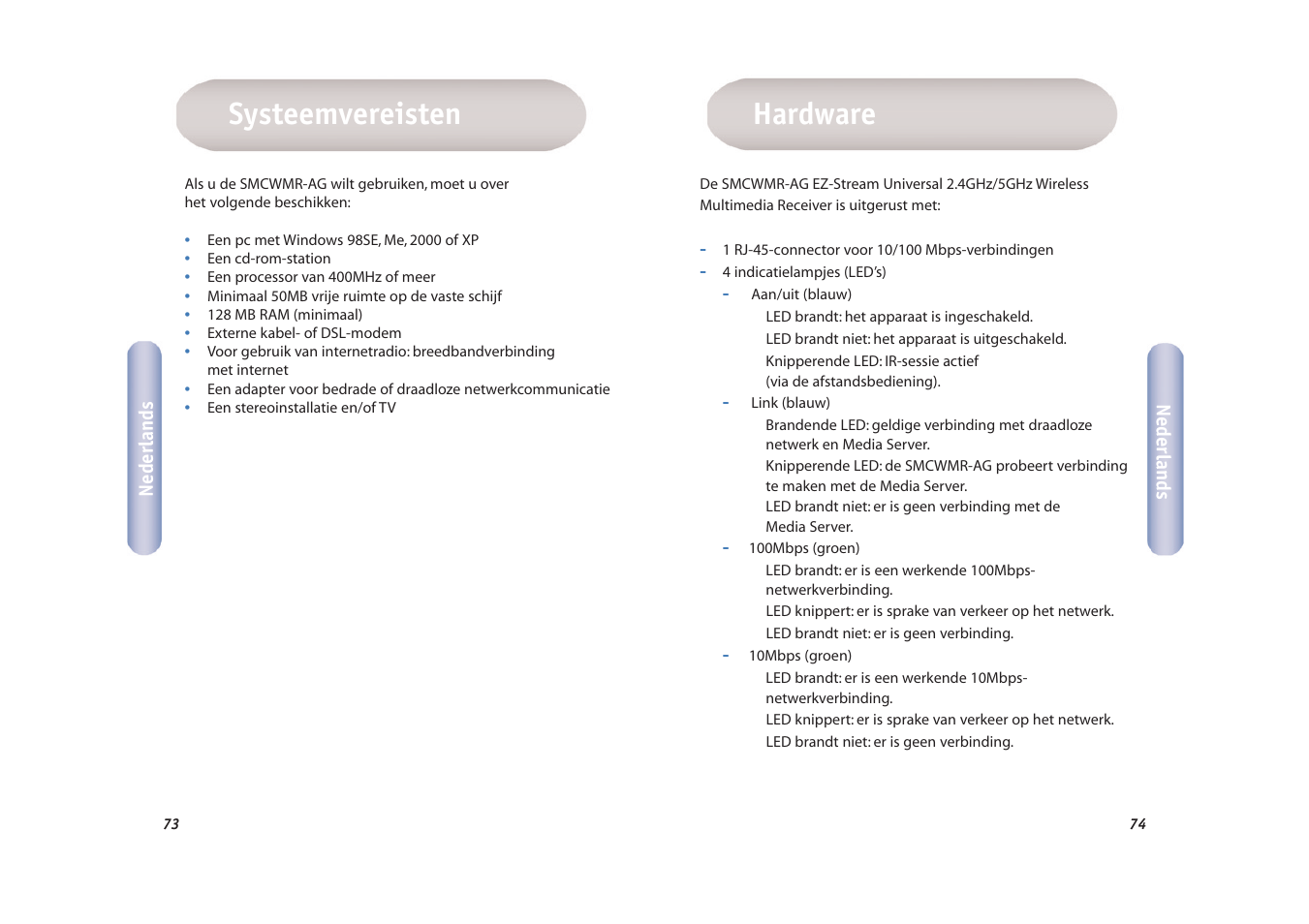 Hardware, Systeemvereisten | SMC Networks EZ-Stream SMCWMR-AG User Manual | Page 38 / 60