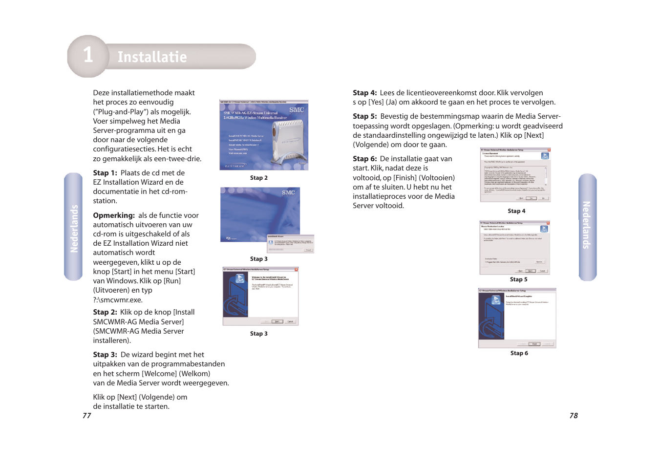 Installatie | SMC Networks EZ-Stream SMCWMR-AG User Manual | Page 40 / 60