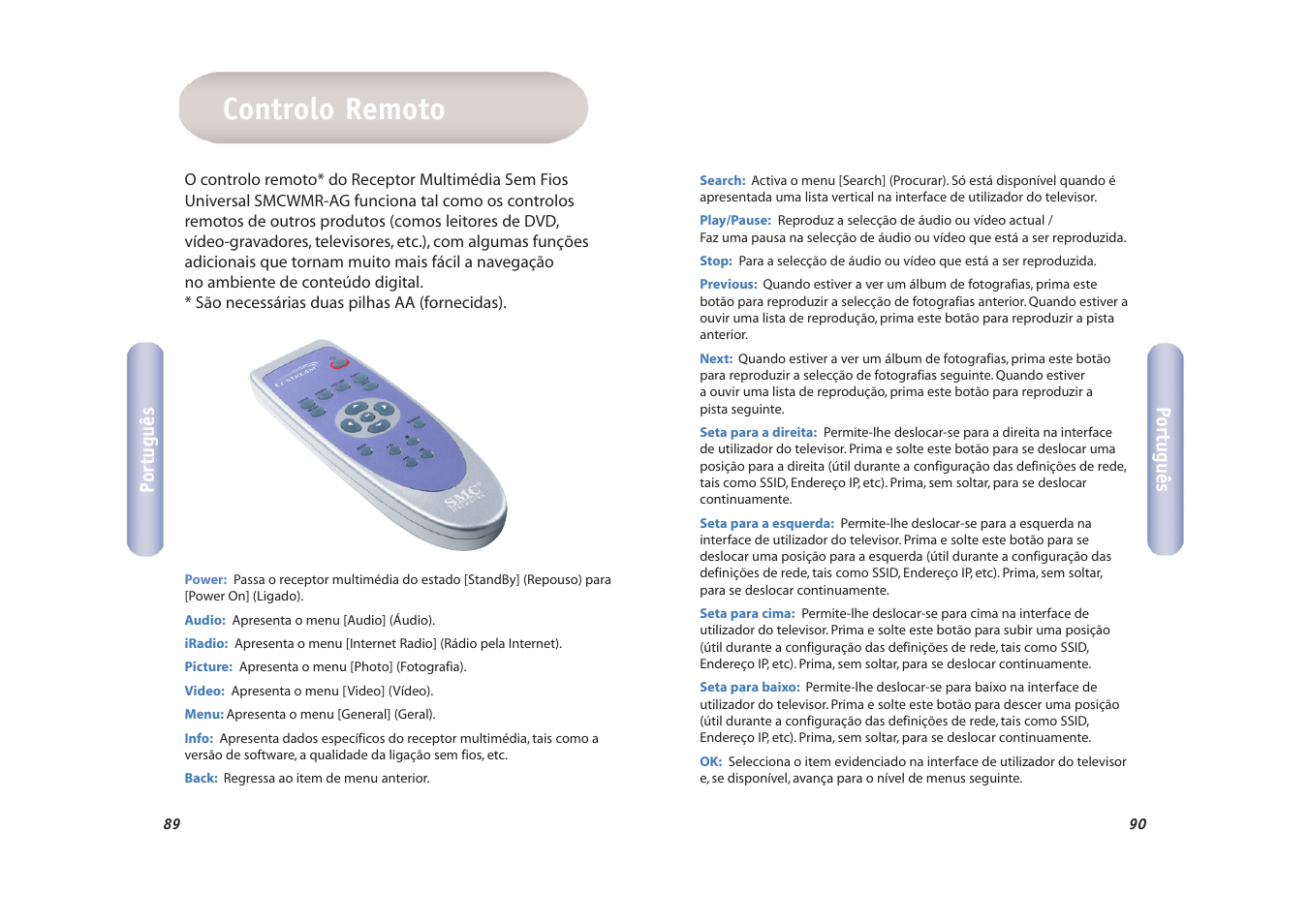 Controlo remoto | SMC Networks EZ-Stream SMCWMR-AG User Manual | Page 46 / 60