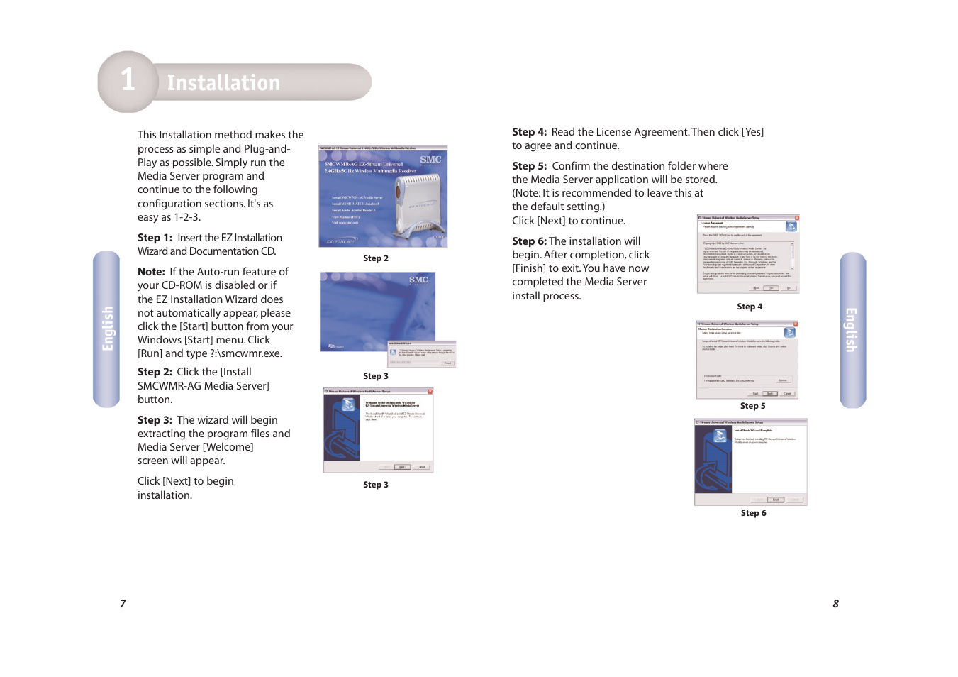 Installation | SMC Networks EZ-Stream SMCWMR-AG User Manual | Page 5 / 60