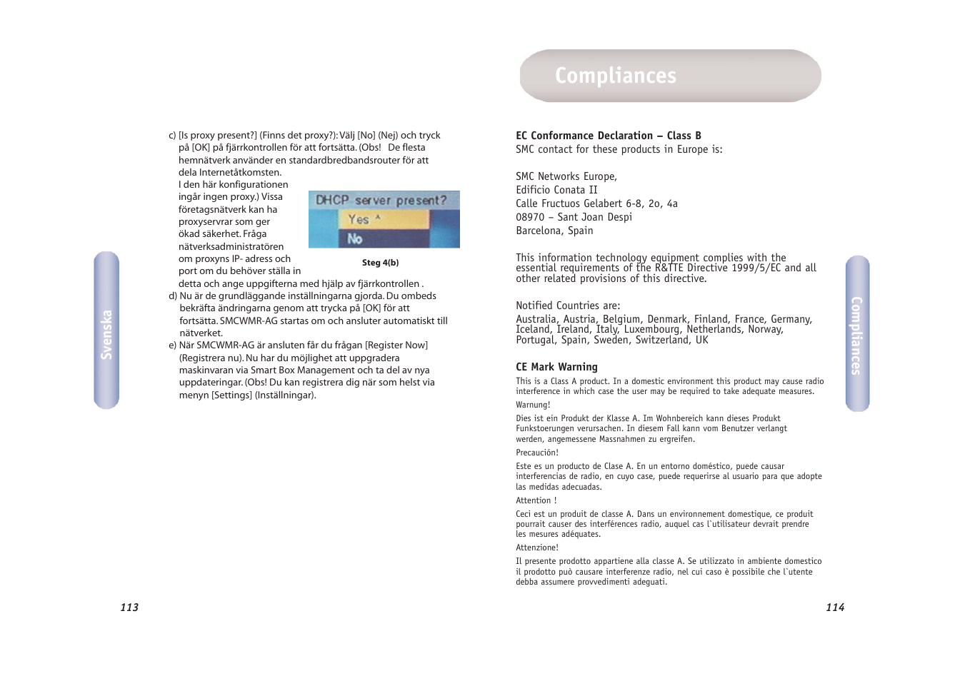 Compliances | SMC Networks EZ-Stream SMCWMR-AG User Manual | Page 58 / 60