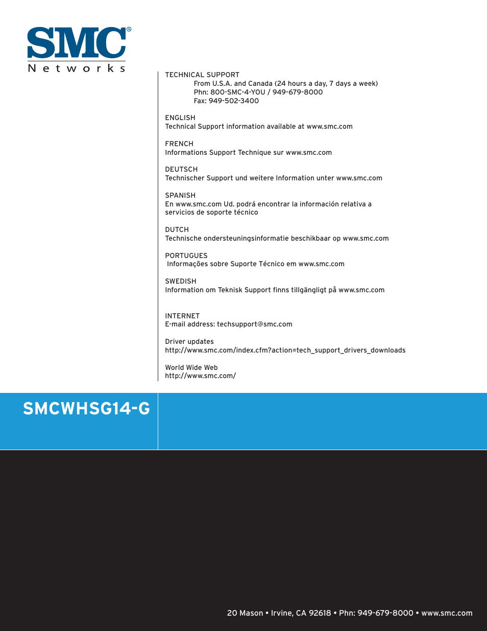 Smcwhsg14-g | SMC Networks EliteConnect SMCWHSG14-G User Manual | Page 178 / 178