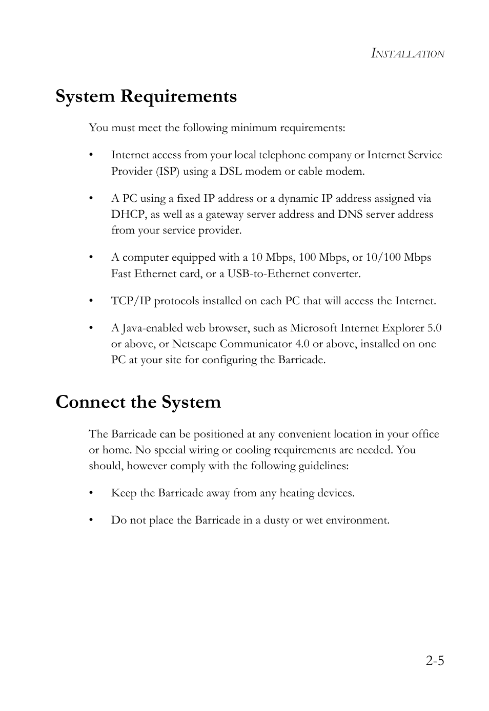 System requirements, Connect the system | SMC Networks SMC Barricade SMC7004VBR User Manual | Page 23 / 122