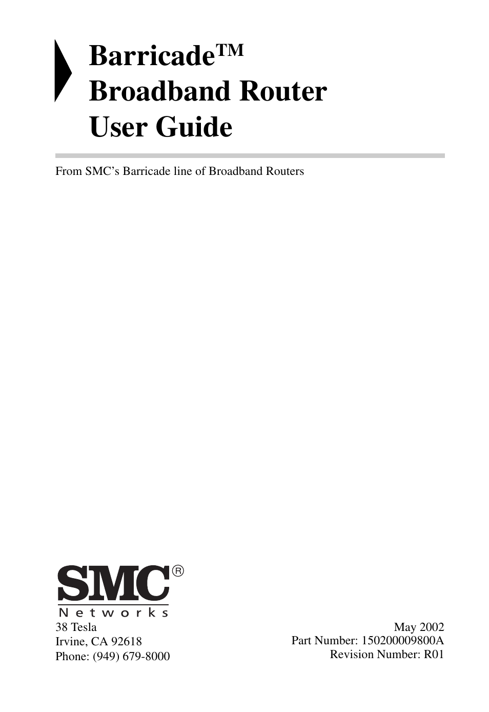 Barricade, Broadband router user guide | SMC Networks SMC Barricade SMC7004VBR User Manual | Page 3 / 122