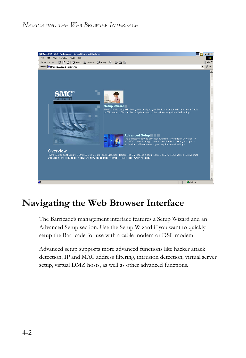 Navigating the web browser interface | SMC Networks SMC Barricade SMC7004VBR User Manual | Page 30 / 122