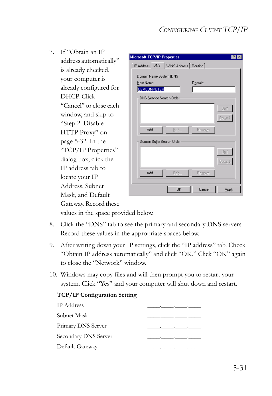 Tcp/ip 5-31 | SMC Networks SMC Barricade SMC7004VBR User Manual | Page 95 / 122
