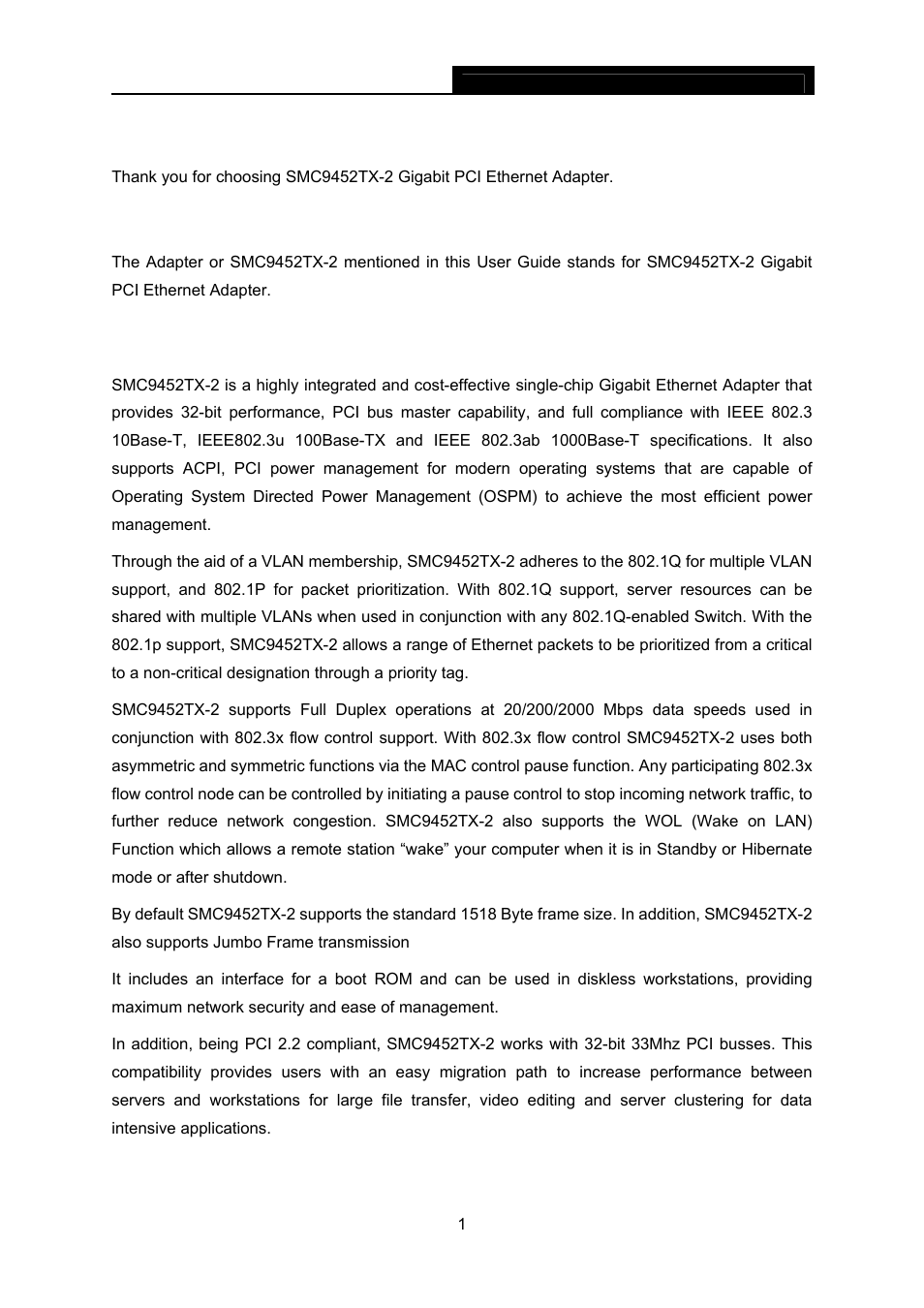 Chapter 1. introduction, 1 convention, 2 product overview | Convention, Product overview | SMC Networks SMC9452TX-2 User Manual | Page 13 / 41