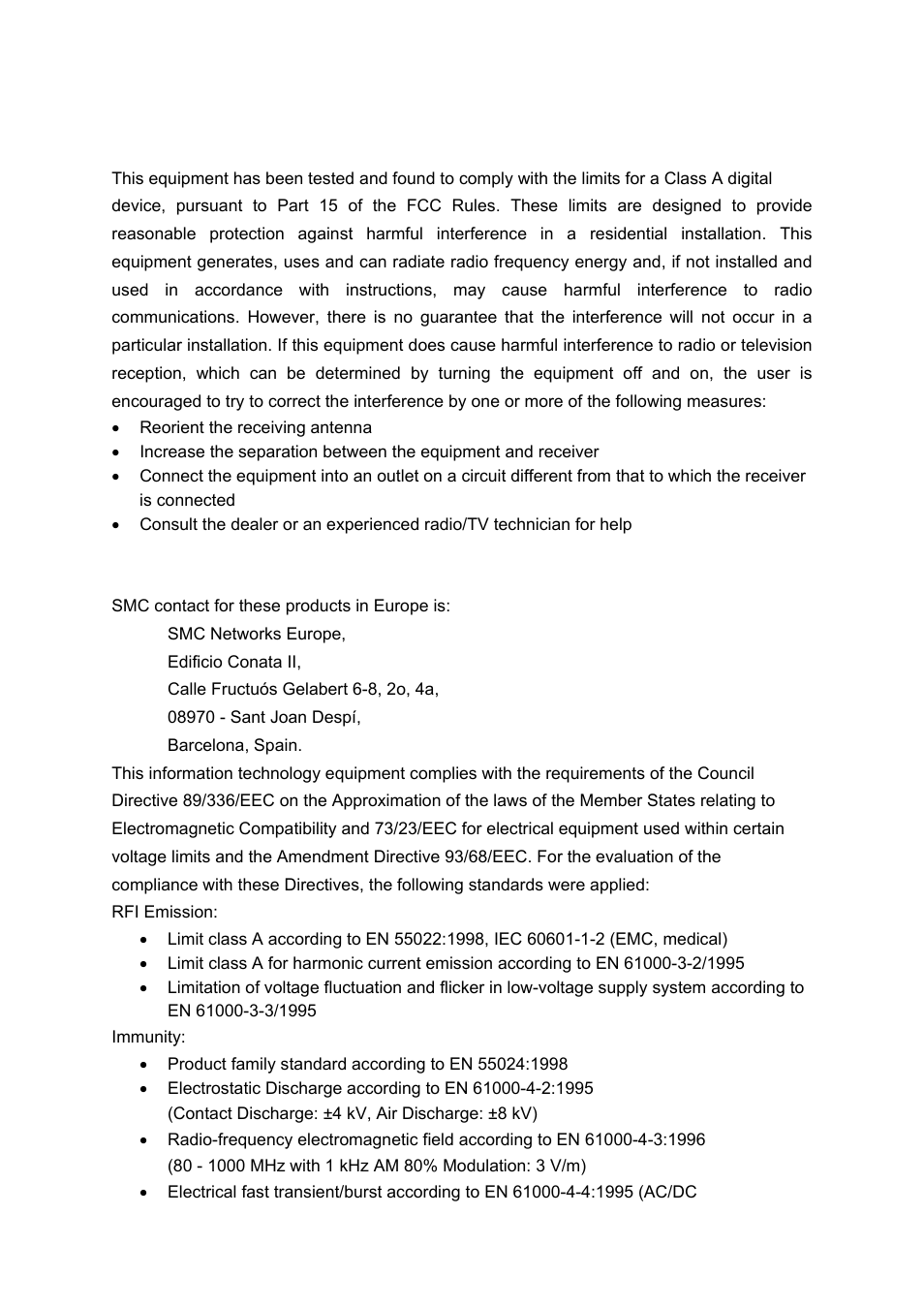 Compliances | SMC Networks SMC9452TX-2 User Manual | Page 5 / 41