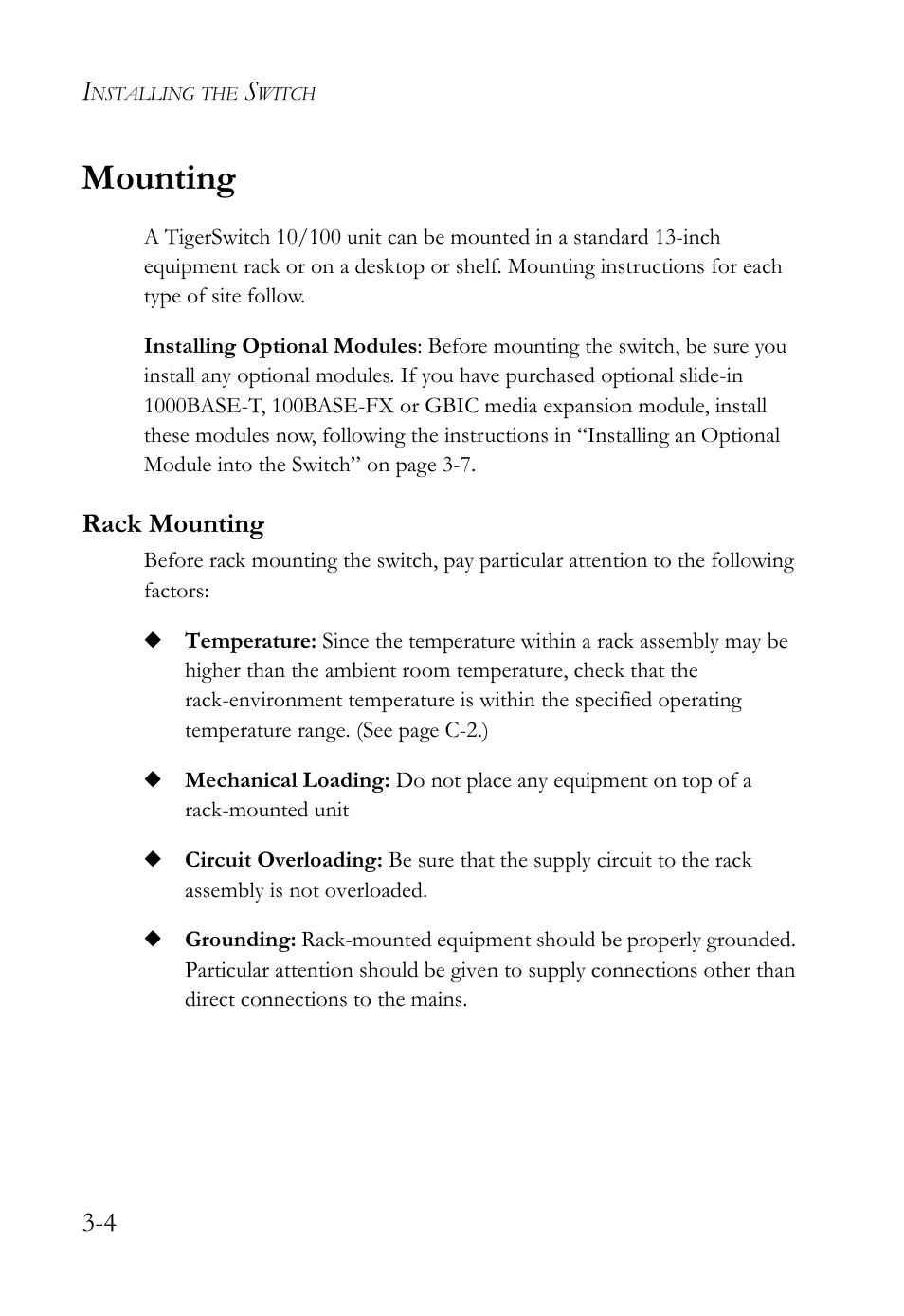 Mounting, Rack mounting, Mounting -4 | Rack mounting -4 | SMC Networks 10/100 User Manual | Page 40 / 86