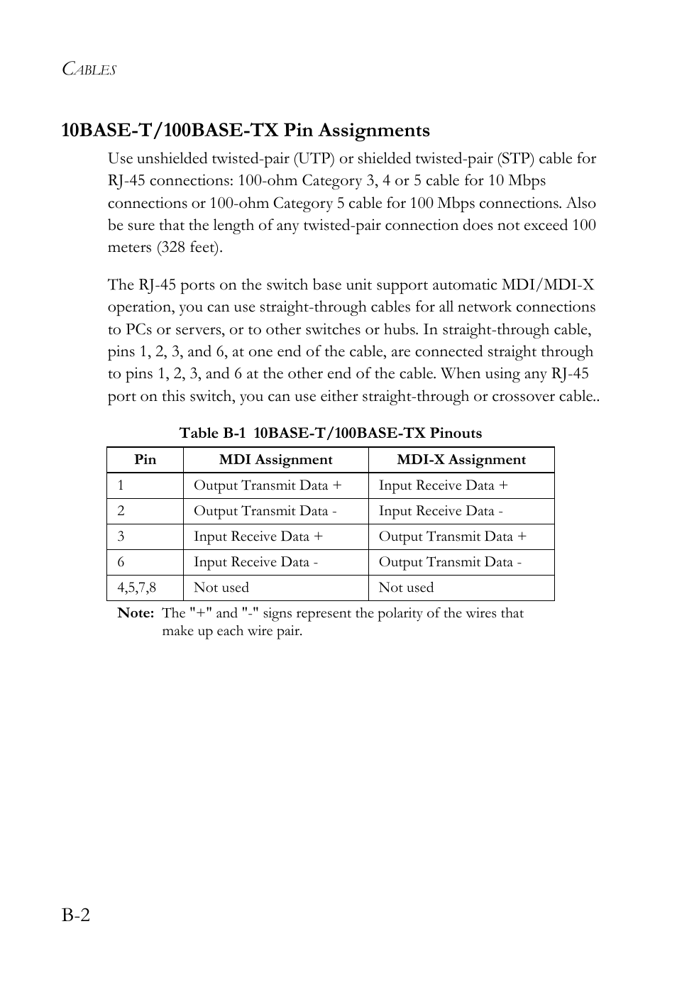 10base-t/100base-tx pin assignments | SMC Networks 10/100 User Manual | Page 60 / 86