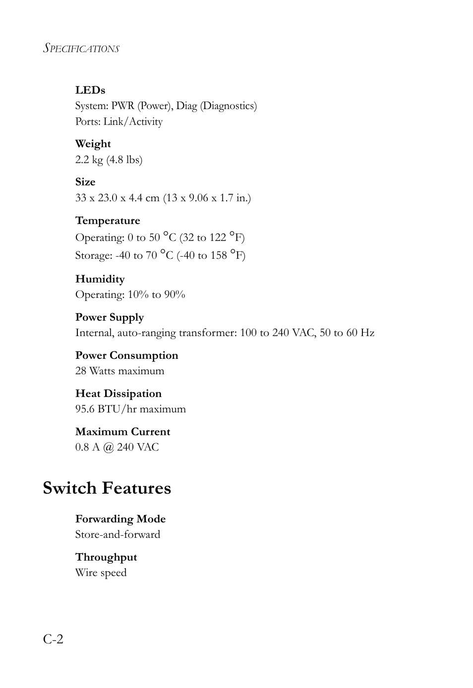 Switch features | SMC Networks 10/100 User Manual | Page 68 / 86