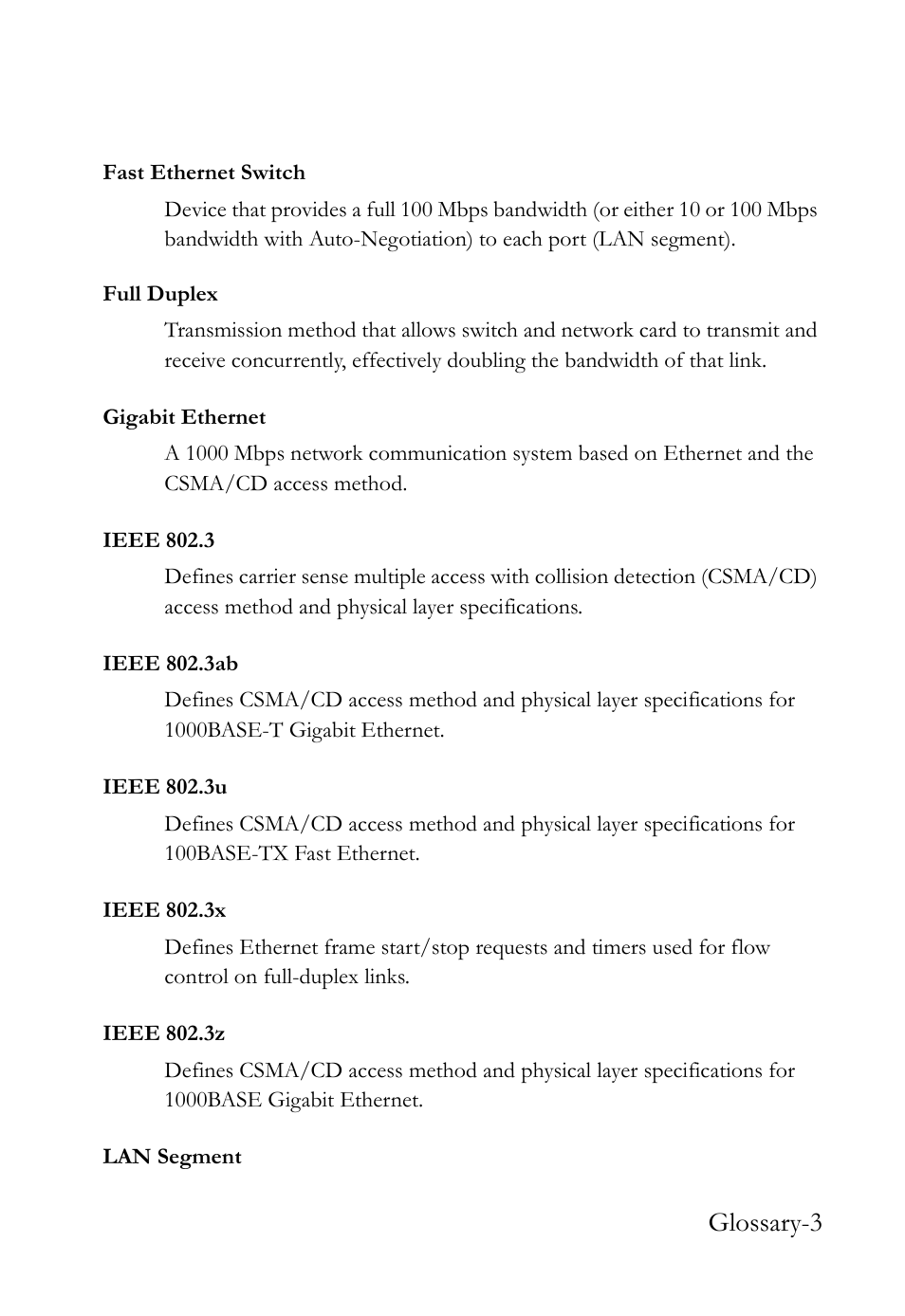 Glossary-3 | SMC Networks 10/100 User Manual | Page 77 / 86