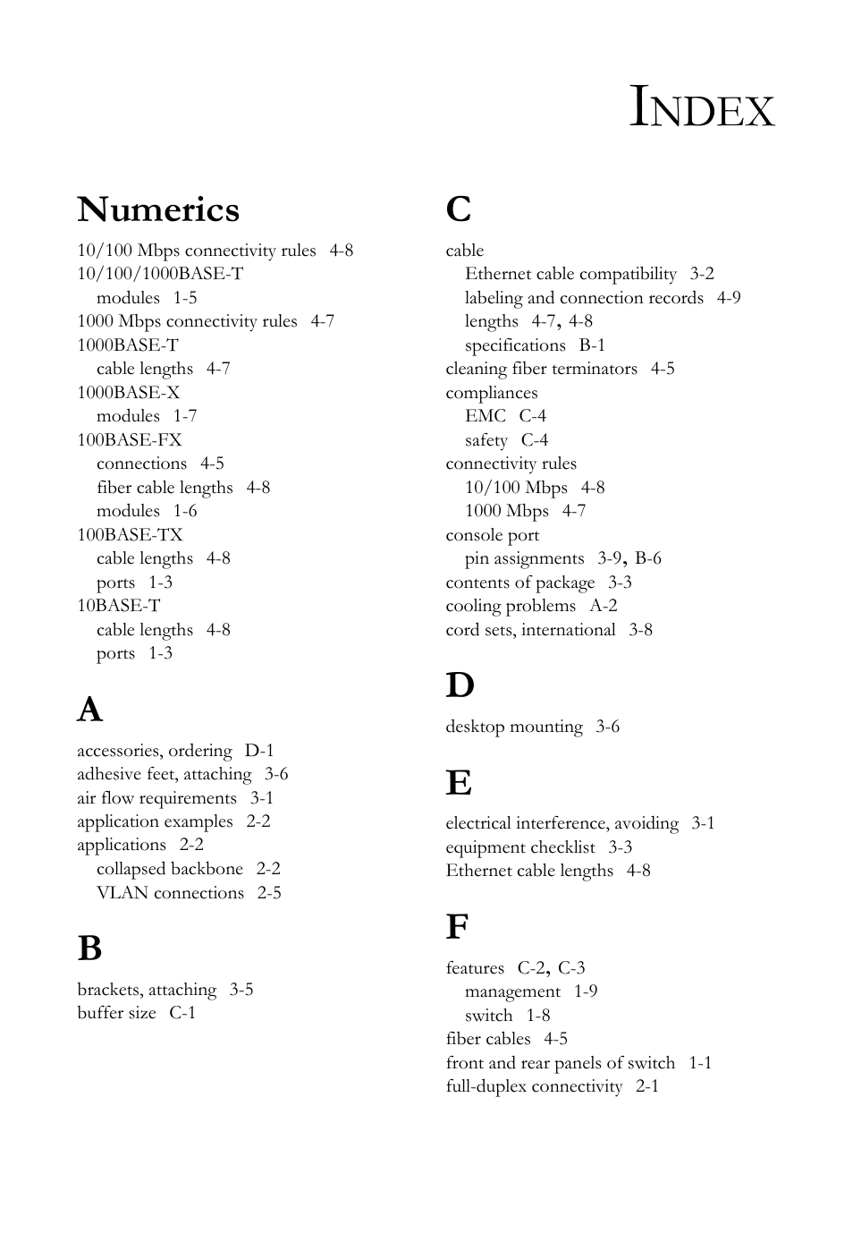 Index, Ndex, Numerics | SMC Networks 10/100 User Manual | Page 81 / 86