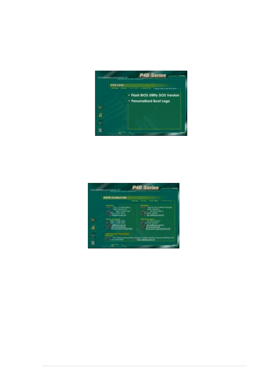 6 asus contact information, 5 dos utilities menu | Asus P4B-E User Manual | Page 109 / 128