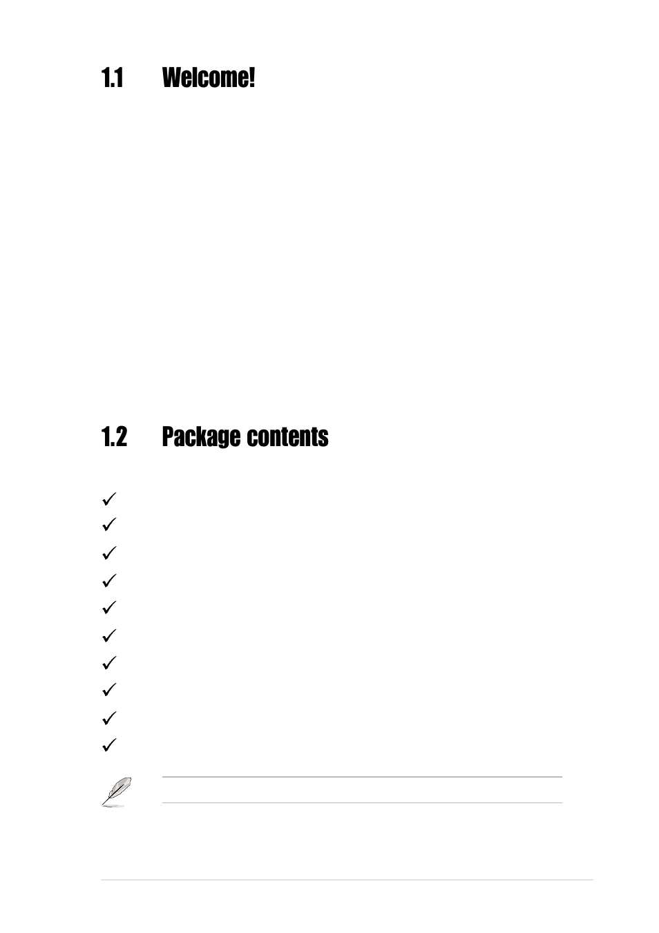 1 welcome, 2package contents | Asus P4B-E User Manual | Page 13 / 128