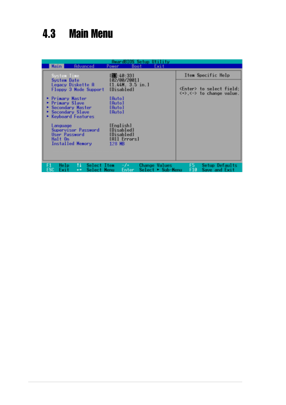 3 main menu | Asus P4B-E User Manual | Page 76 / 128