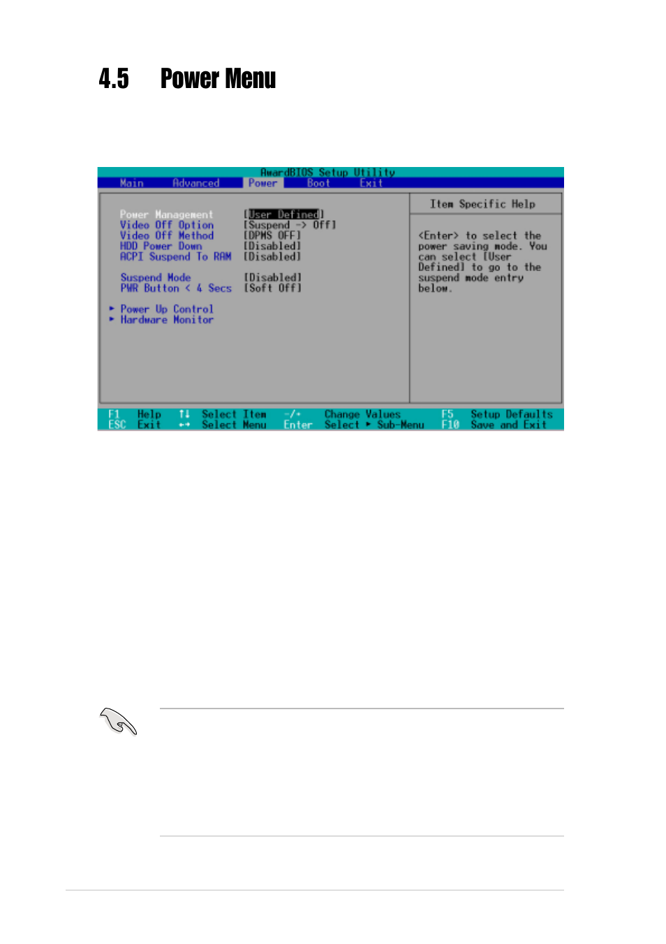 5 power menu | Asus P4B-E User Manual | Page 92 / 128