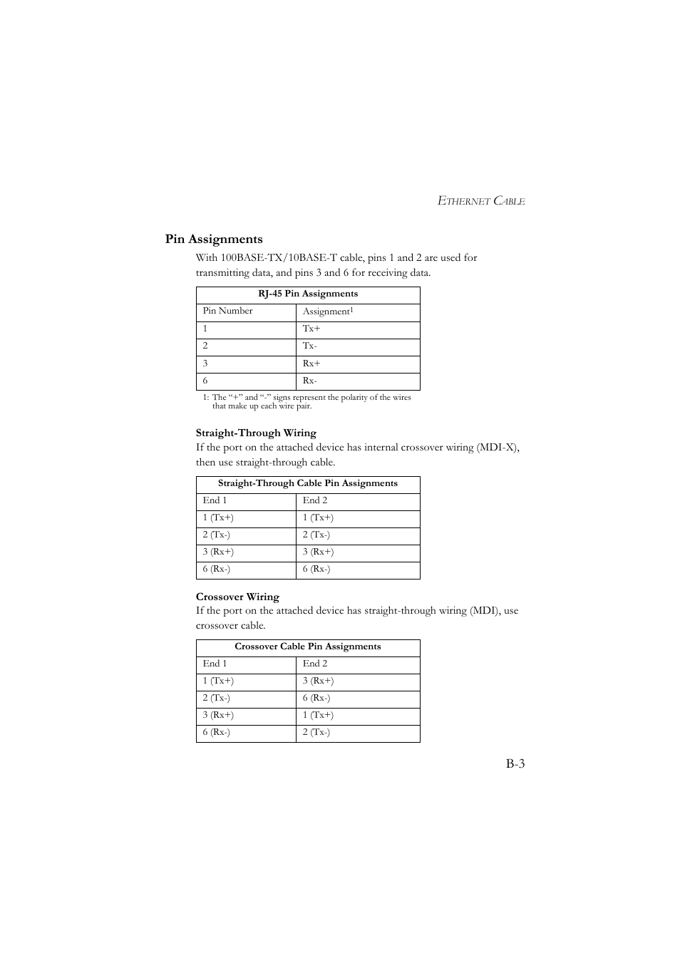 Pin assignments, B-3 pin assignments | SMC Networks SMC7904BRA User Manual | Page 120 / 129