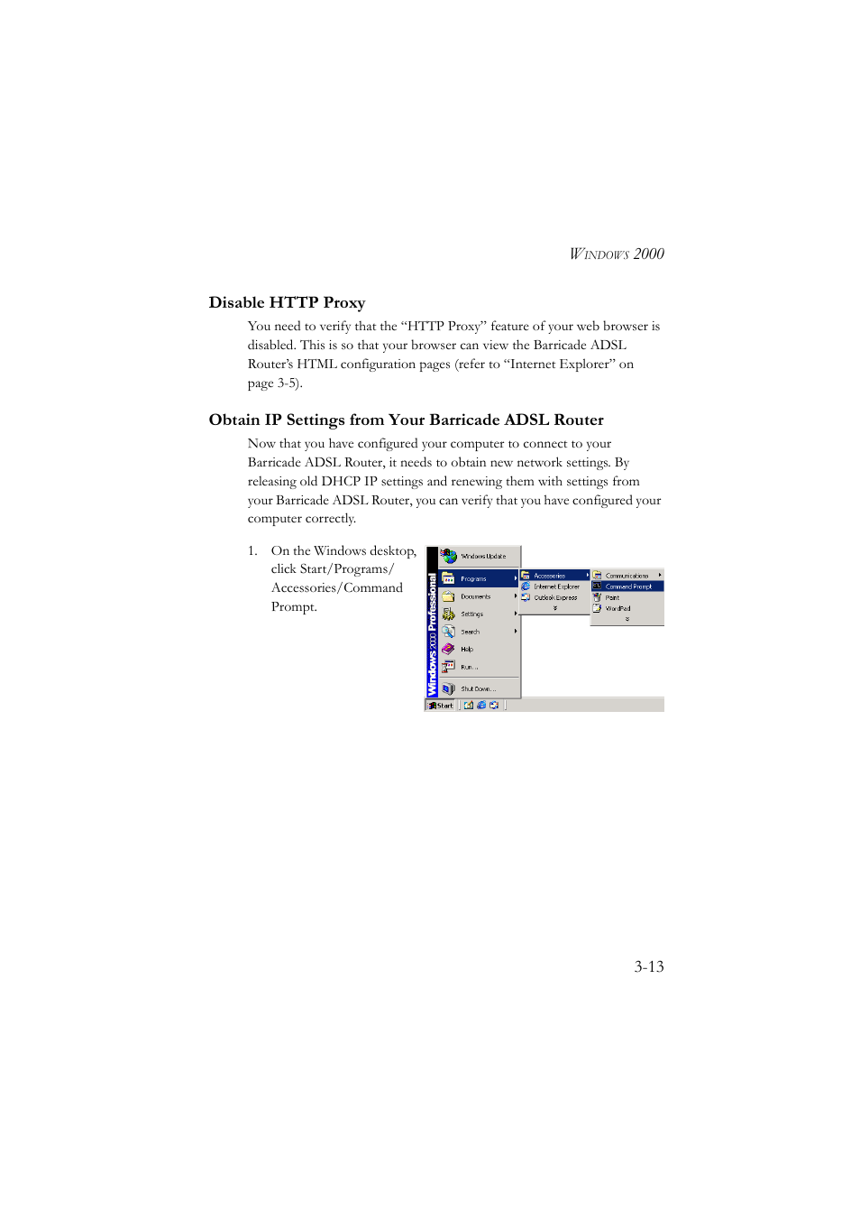 Disable http proxy, Obtain ip settings from your barricade adsl router | SMC Networks SMC7904BRA User Manual | Page 38 / 129