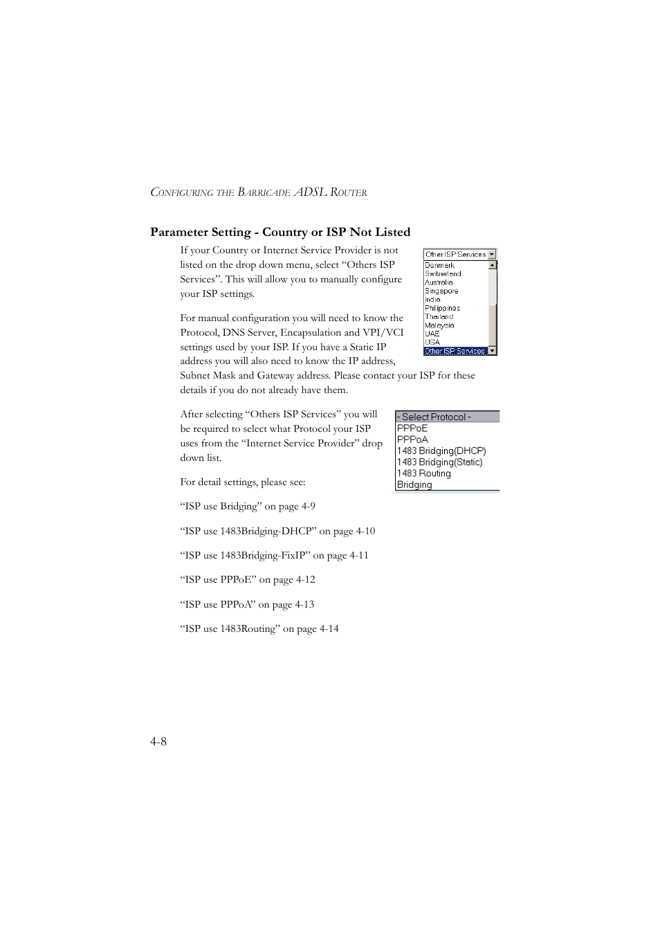 Parameter setting - country or isp not listed, Parameter setting - country or isp not listed -8, Adsl r | 8 parameter setting - country or isp not listed | SMC Networks SMC7904BRA User Manual | Page 53 / 129