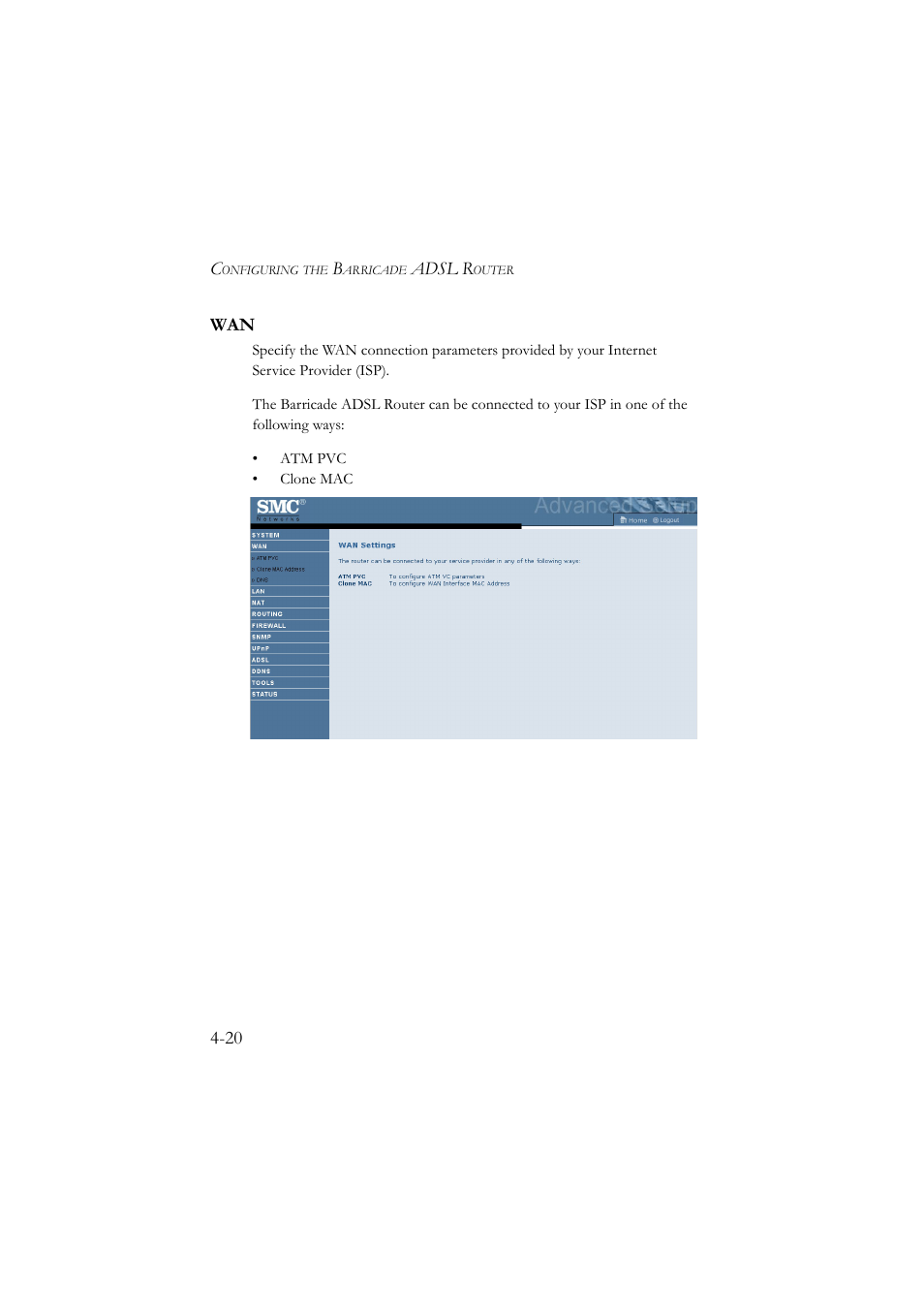 Wan -20, Adsl r, 20 wan | SMC Networks SMC7904BRA User Manual | Page 65 / 129