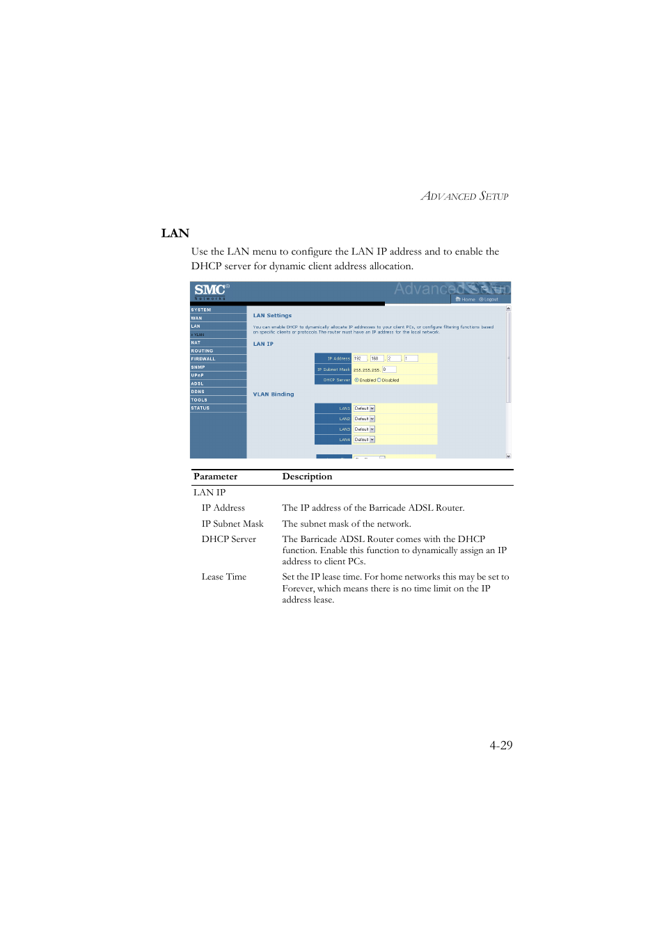 Lan -29, 29 lan | SMC Networks SMC7904BRA User Manual | Page 74 / 129