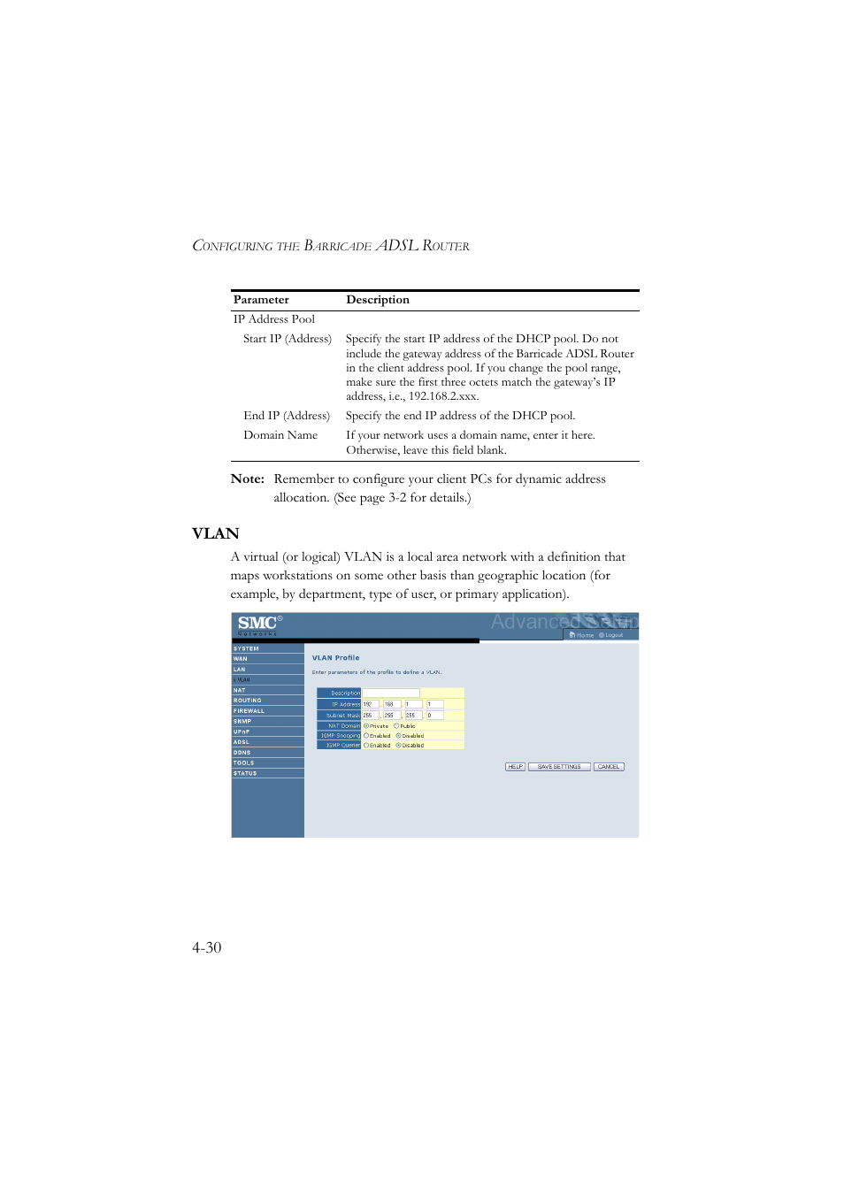 Vlan, Vlan -30, Adsl r | SMC Networks SMC7904BRA User Manual | Page 75 / 129