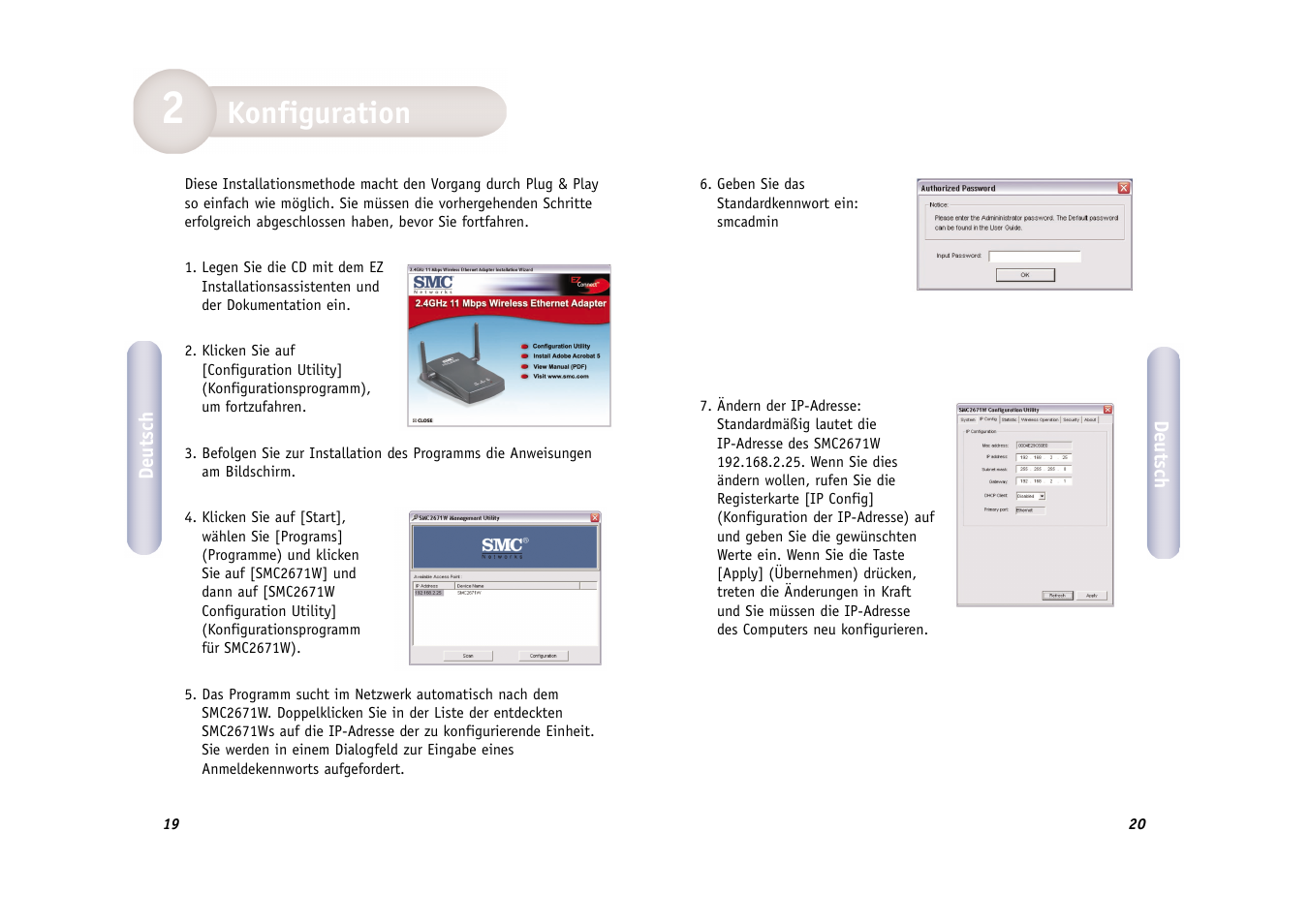 Konfiguration | SMC Networks WIRELESS ETHERNET ADAPTER SMC2671W User Manual | Page 11 / 44