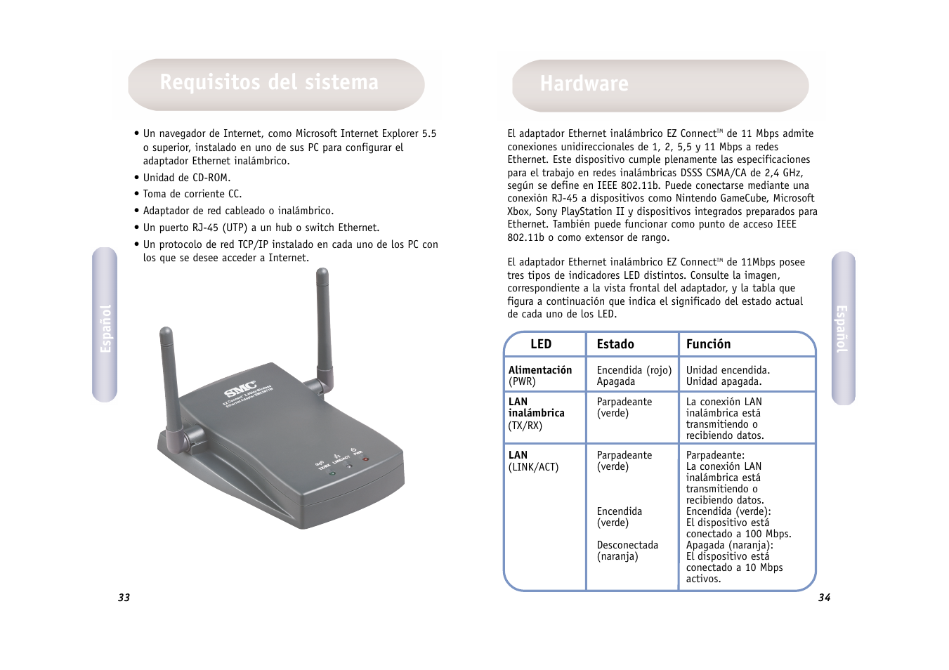 Hardware requisitos del sistema | SMC Networks WIRELESS ETHERNET ADAPTER SMC2671W User Manual | Page 18 / 44