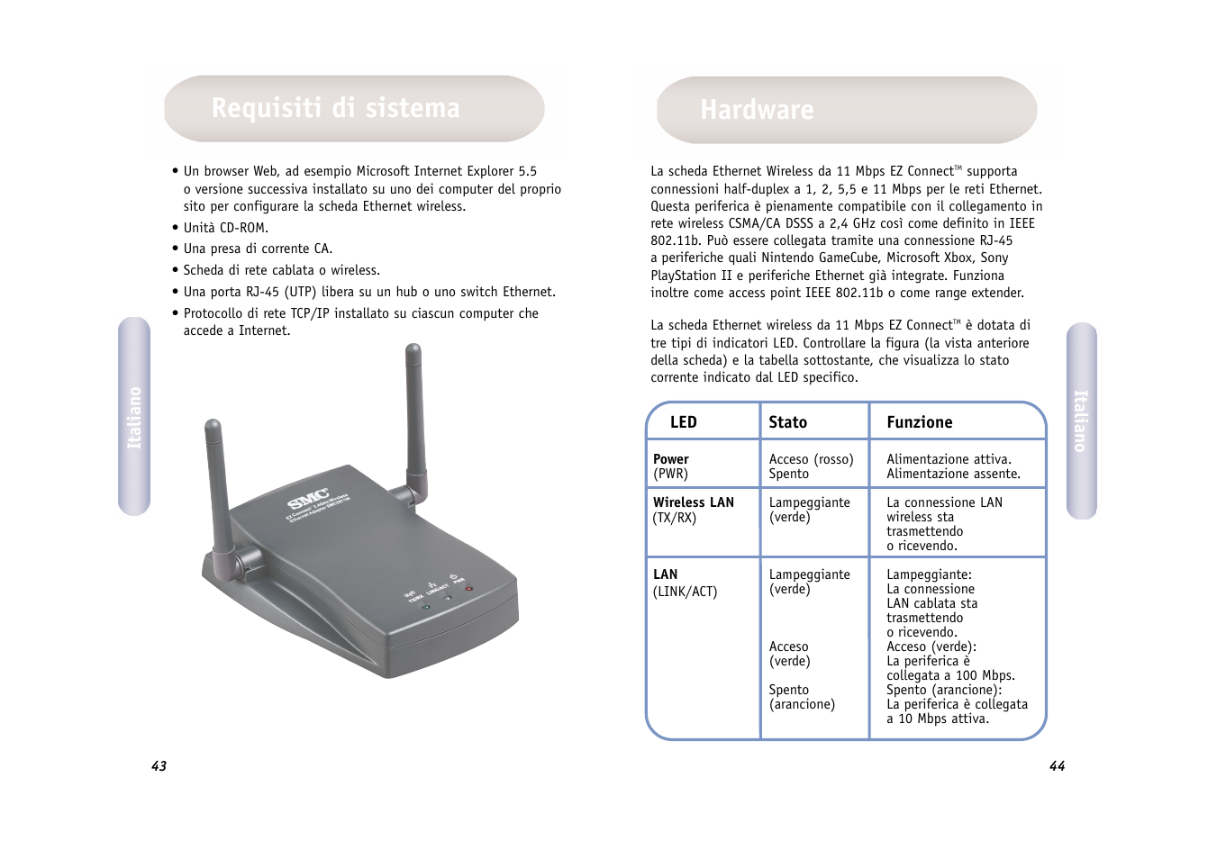 Hardware requisiti di sistema | SMC Networks WIRELESS ETHERNET ADAPTER SMC2671W User Manual | Page 23 / 44