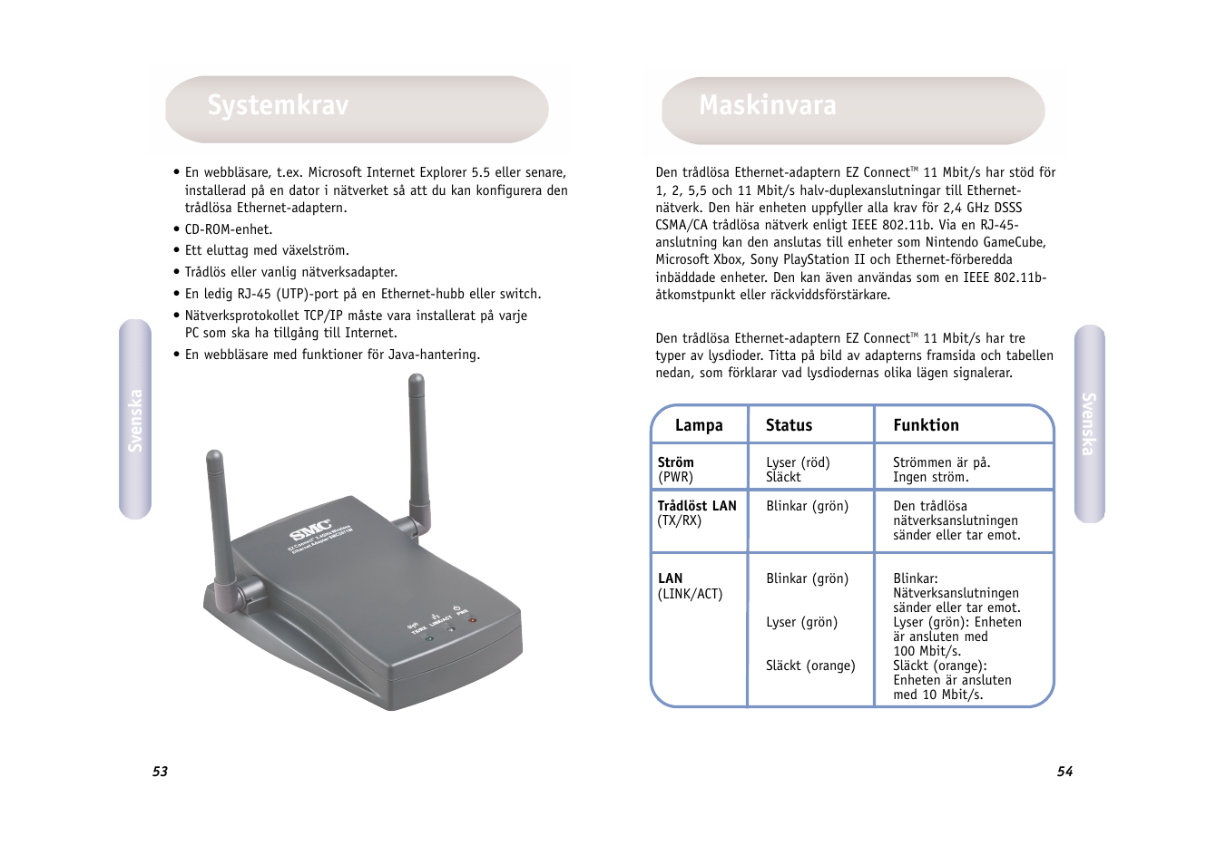 Maskinvara systemkrav | SMC Networks WIRELESS ETHERNET ADAPTER SMC2671W User Manual | Page 28 / 44