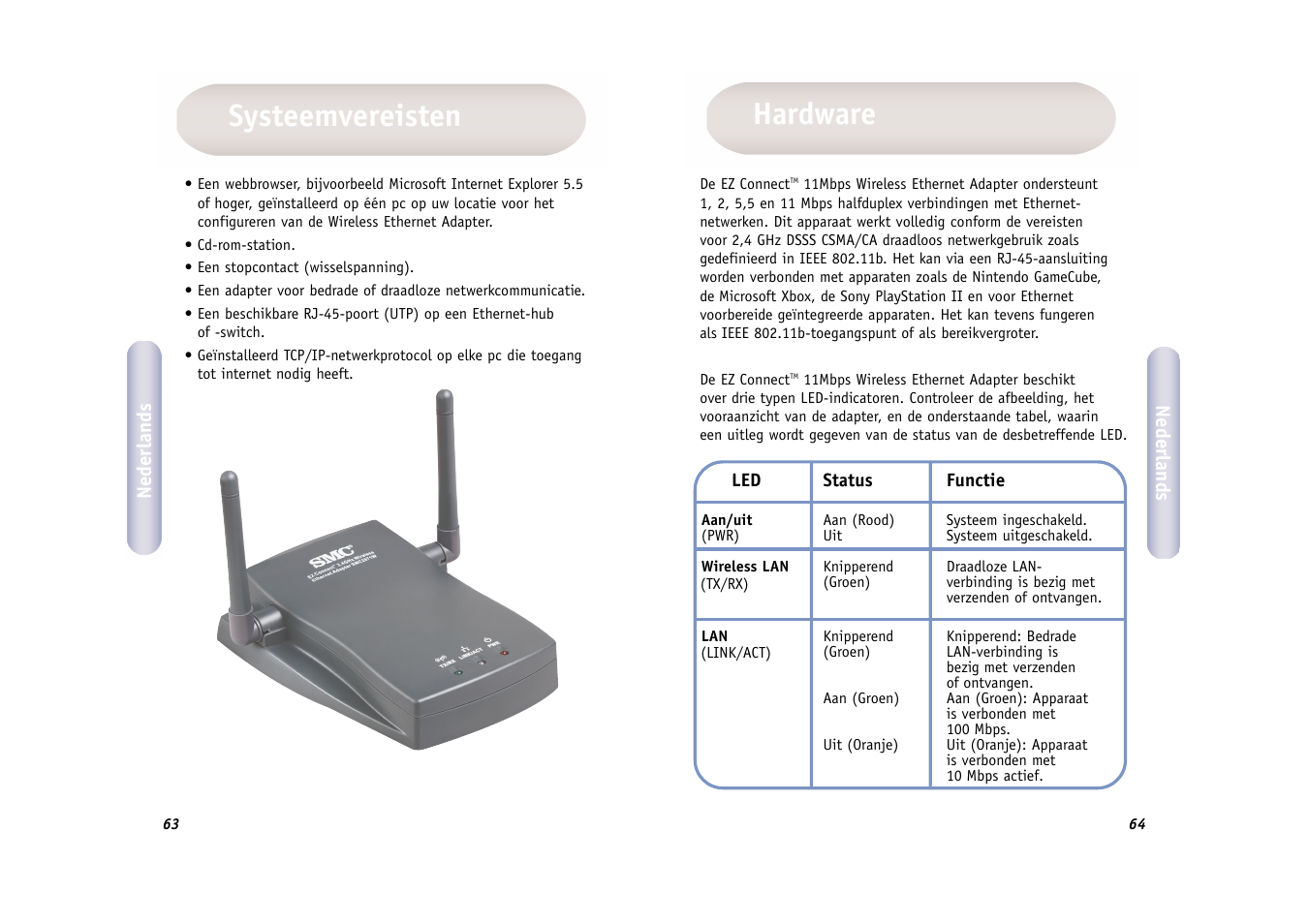 Hardware systeemvereisten | SMC Networks WIRELESS ETHERNET ADAPTER SMC2671W User Manual | Page 33 / 44