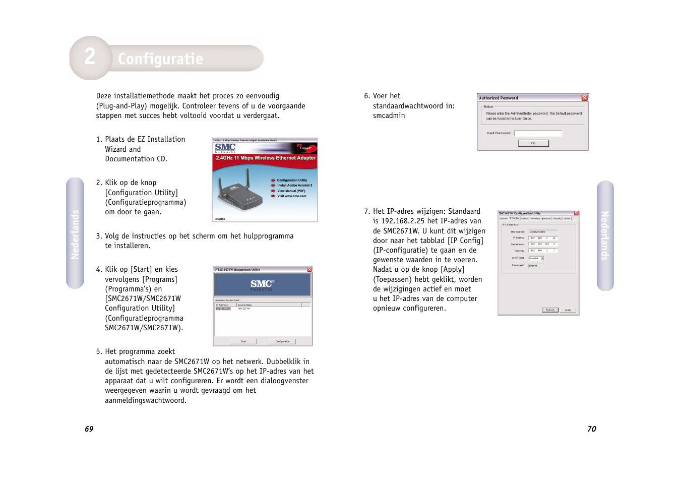 Configuratie | SMC Networks WIRELESS ETHERNET ADAPTER SMC2671W User Manual | Page 36 / 44