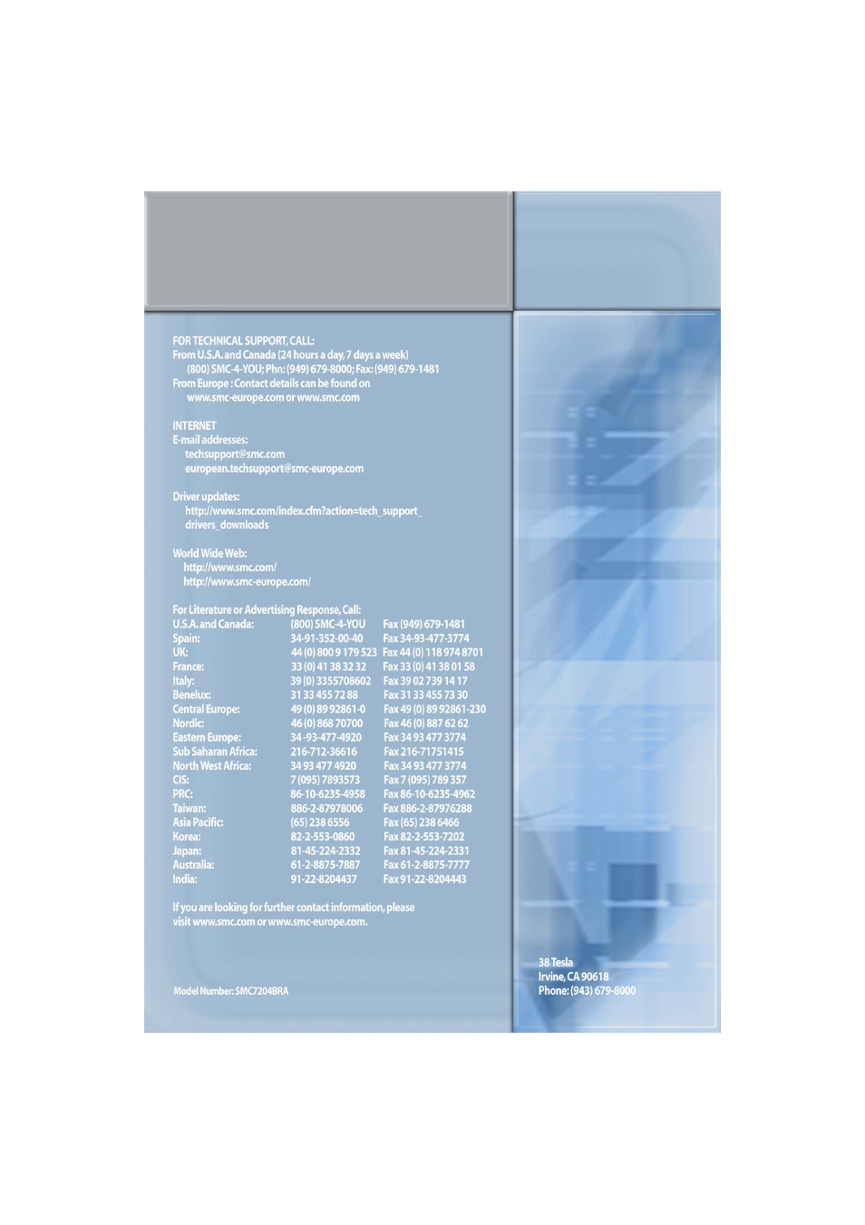 SMC Networks ADSL Barricade SMC7204BRA User Manual | Page 204 / 204