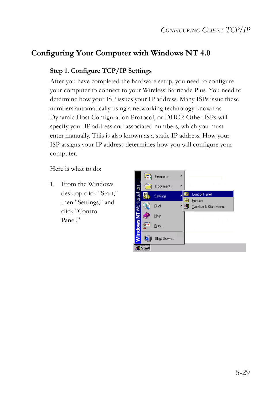 Configuring your computer with windows nt 4.0, Configuring your computer with windows nt 4.0 -29 | SMC Networks SMC Barricade Plus SMC7004WFW User Manual | Page 111 / 146