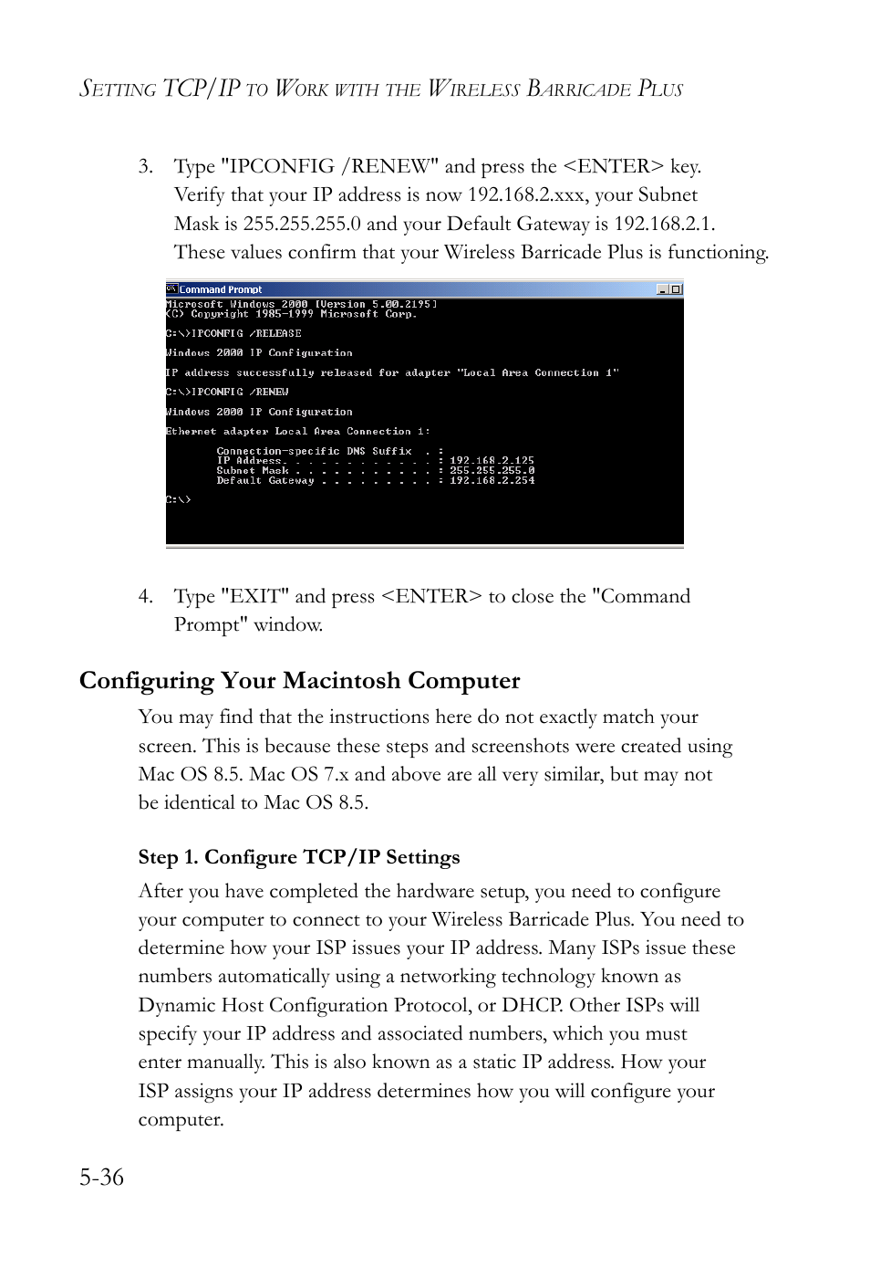 Configuring your macintosh computer, Configuring your macintosh computer -36, Tcp/ip | SMC Networks SMC Barricade Plus SMC7004WFW User Manual | Page 118 / 146